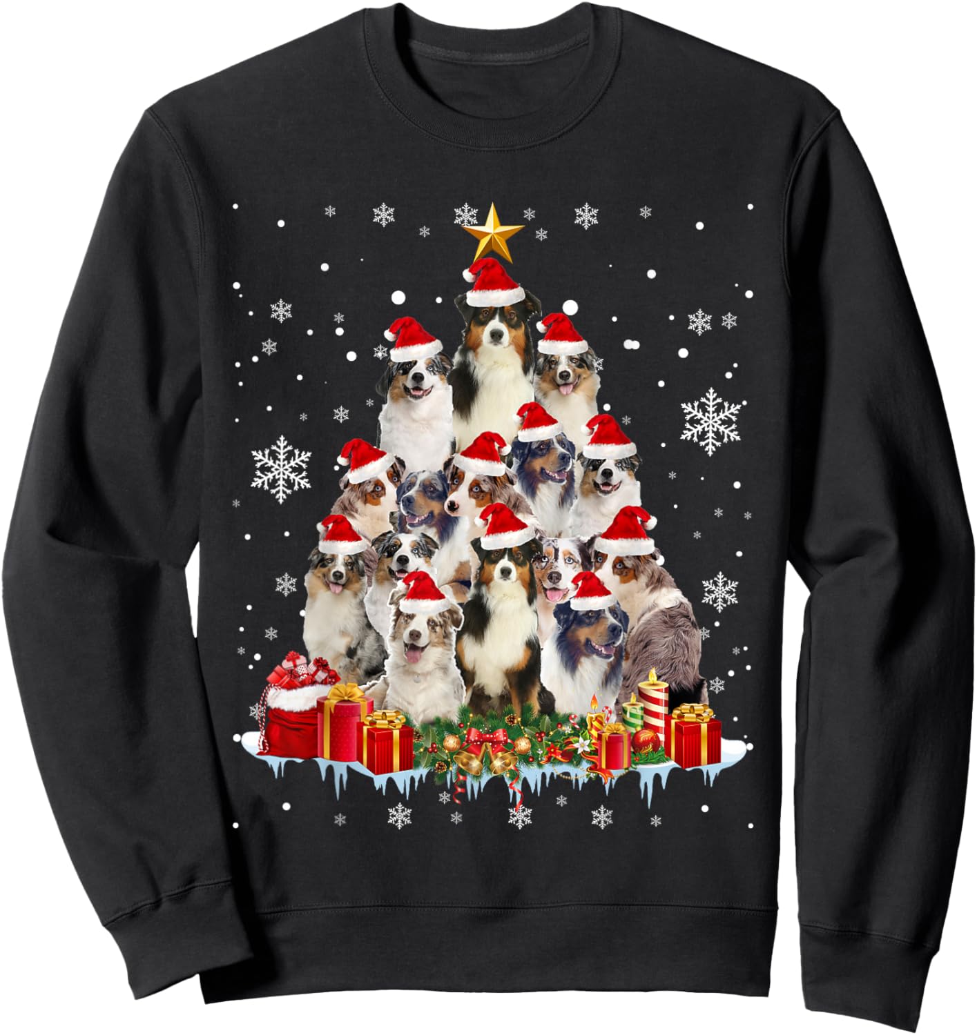 Aussie Christmas Tree Funny Xmas Gifts For Dog Lover Women Kids Sweatshirt - Sweatshirt | Black