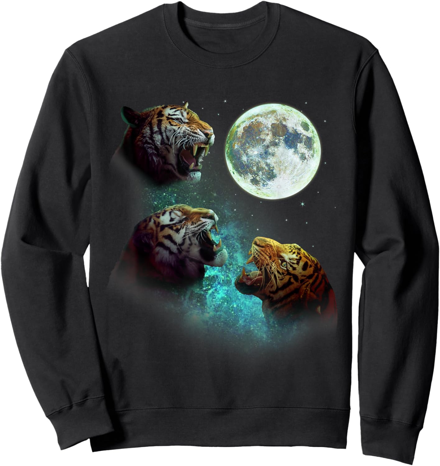 Three Tigers Howl at Moon 3 Wolfs - Funny Wolves Parody Sweatshirt - Sweatshirt | Black