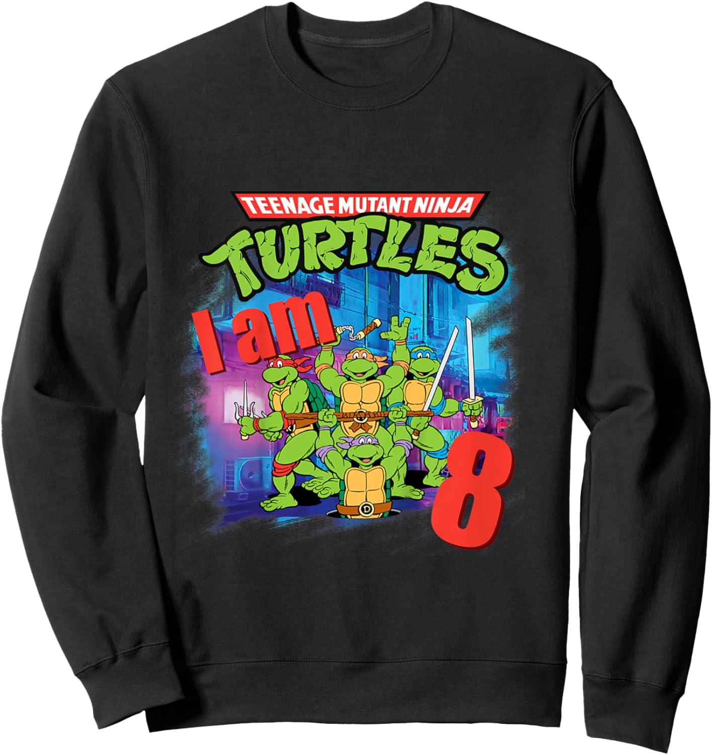 Mademark x Teenage Mutant Ninja Turtles - Kids Original Teenage Mutant Ninja Turtles Classic 8th Birthday Sweatshirt - Sweatshirt | Black
