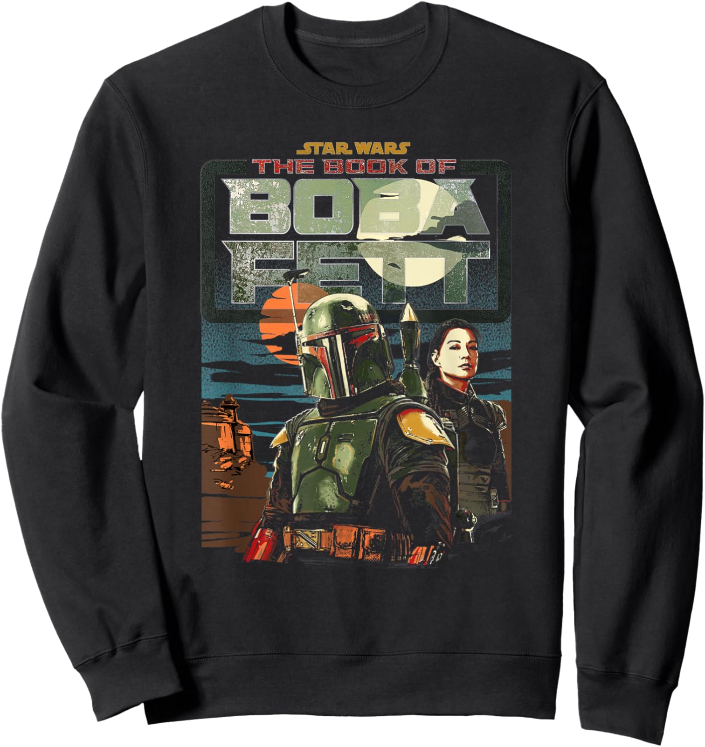 Star Wars The Book Of Boba Fett Fennec Shand Sunrise Logo Sweatshirt - Sweatshirt | Black