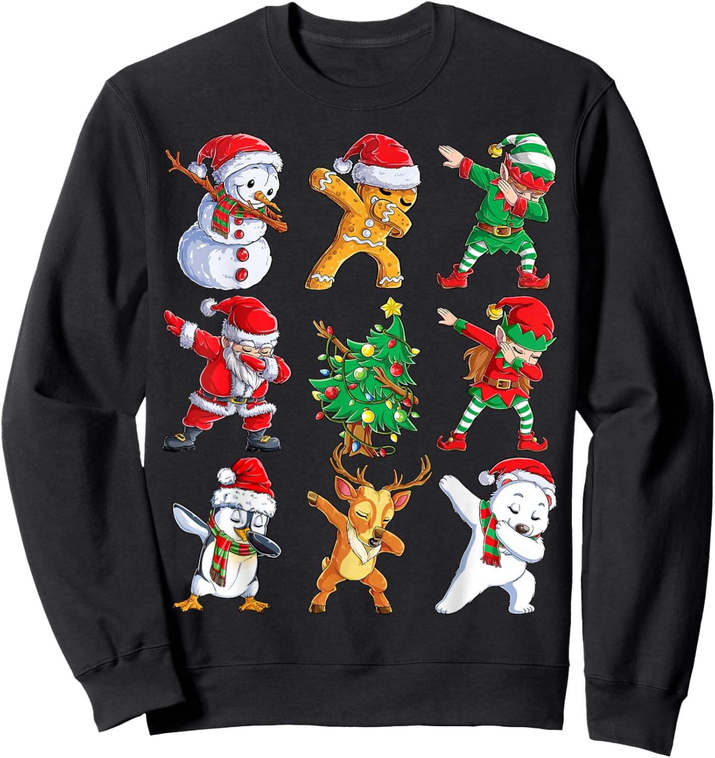 Dabbing Santa Elf Friends Christmas Boys Girls Men Xmas Dab Sweatshirt - Sweatshirt | Black