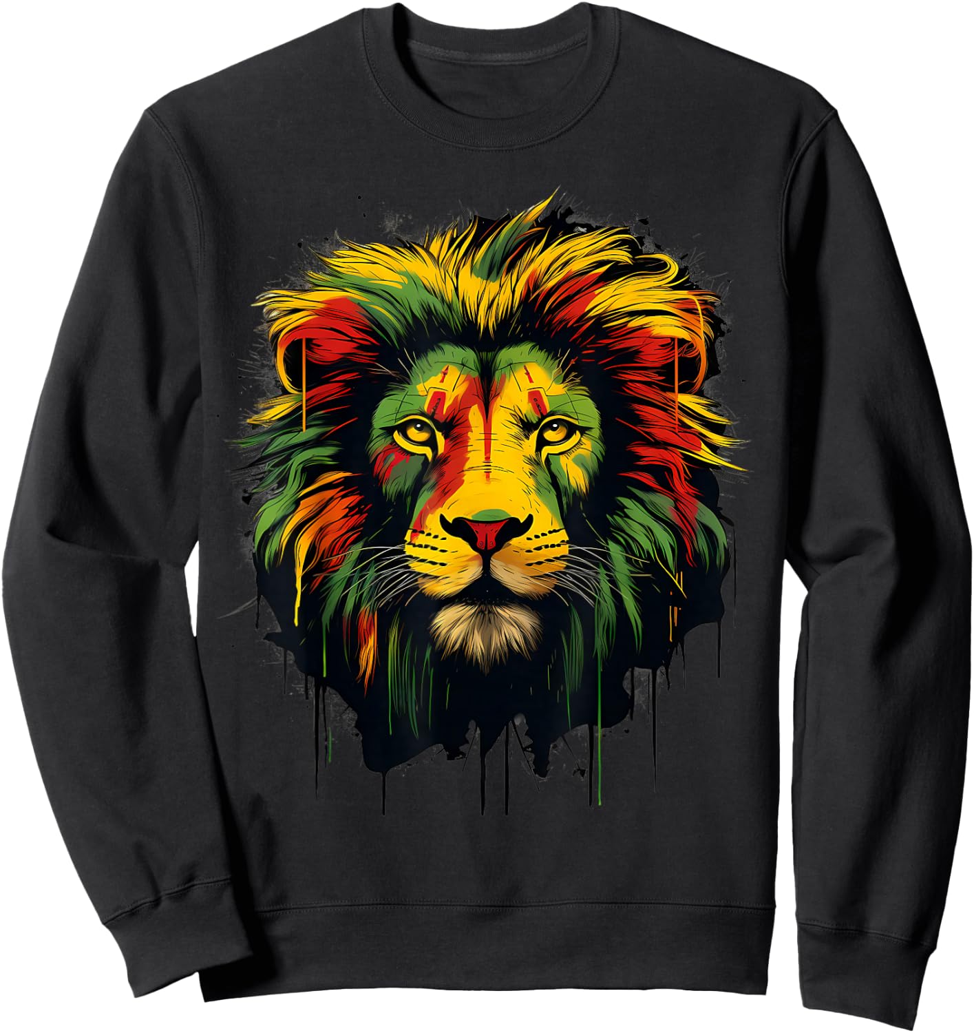 Rasta Reggae Lion Rastafarian Roots Lion Of Judah Jamaica Sweatshirt - Sweatshirt | Black