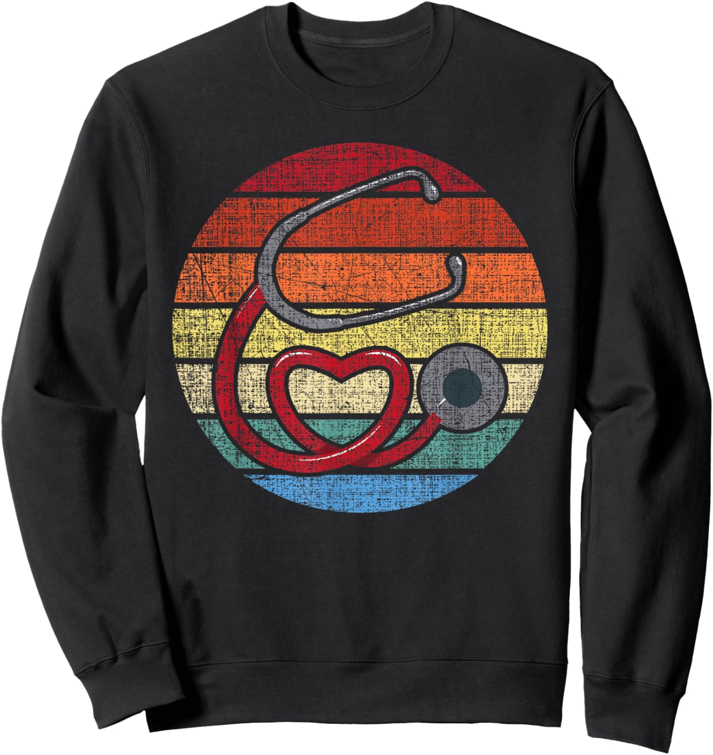 Funny Nursing Shirts Vintage Retro Stethoscope - Registered Nurse Nursing RN Sweatshirt - Sweatshirt | Black