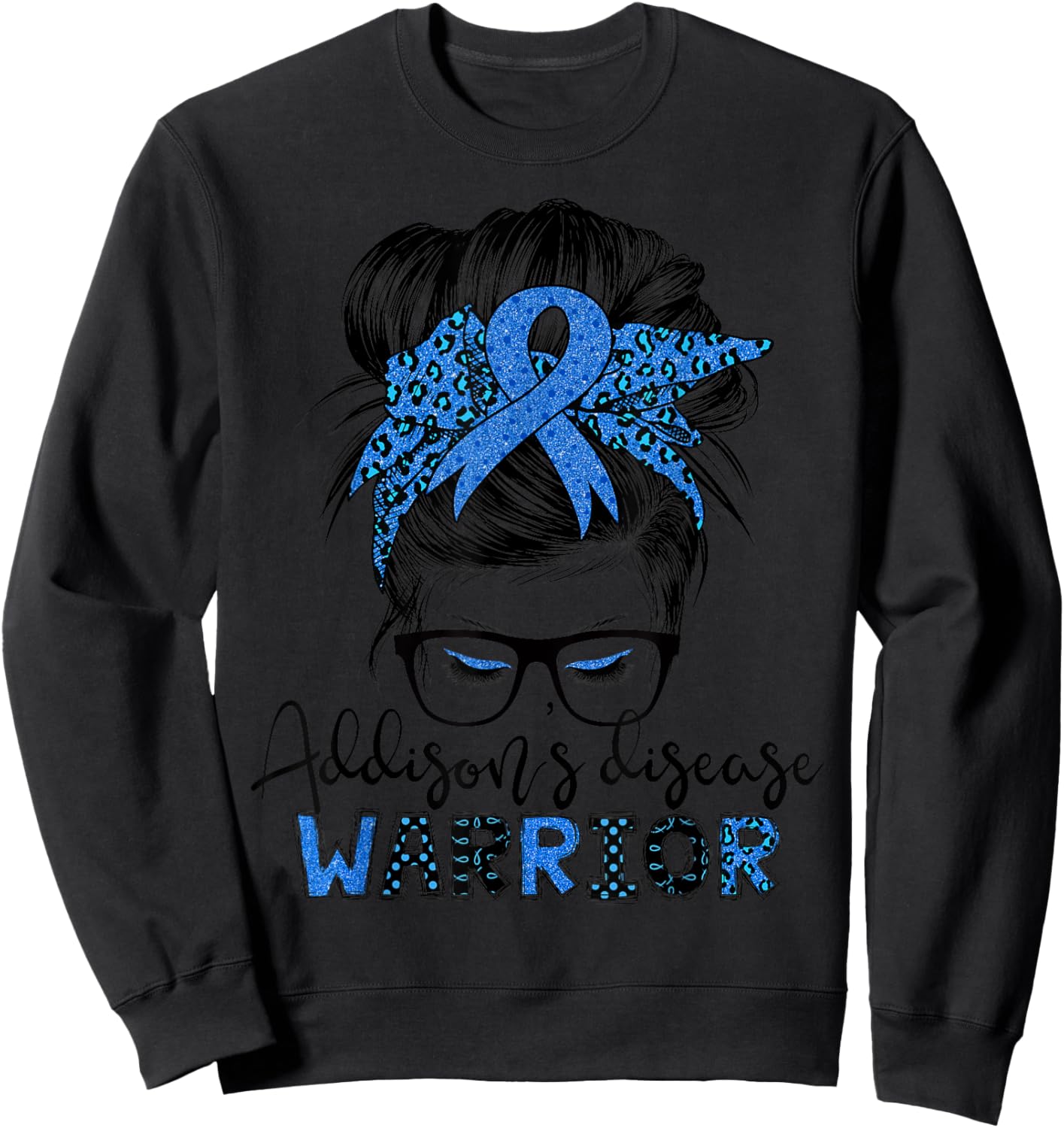 Addison's disease warrior messy hair bun Sweatshirt - Sweatshirt | Black