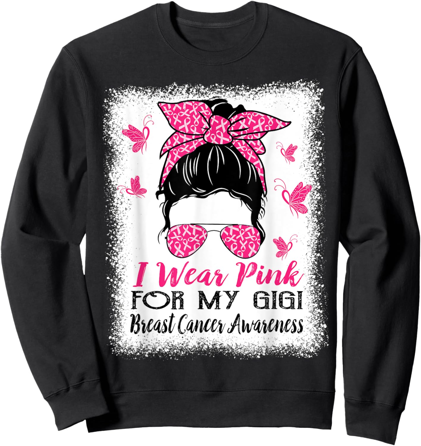I Wear Pink for My Gigi Breast Cancer Awareness Sweatshirt - Sweatshirt | Black