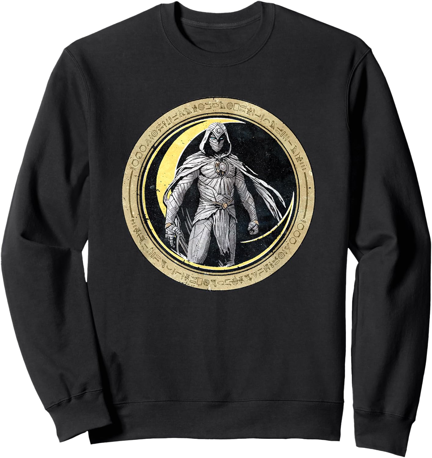 Marvel Moon Knight Crescent Egyptian Hieroglyphs Sweatshirt - Sweatshirt | Black