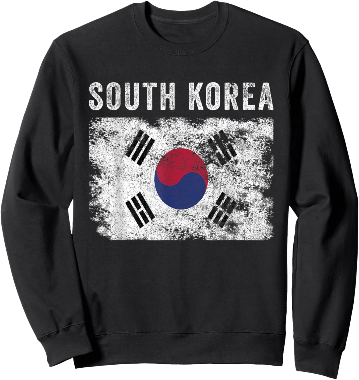 South Korea Flag Distressed - Men Women - South Korean Flag Sweatshirt - Sweatshirt | Black