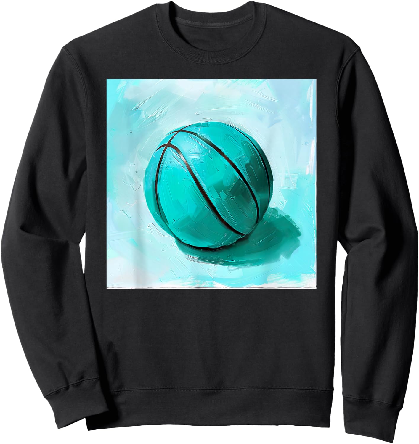 Basketball Ball Sports Teal Turquoise Black Sweatshirt - Sweatshirt | Black