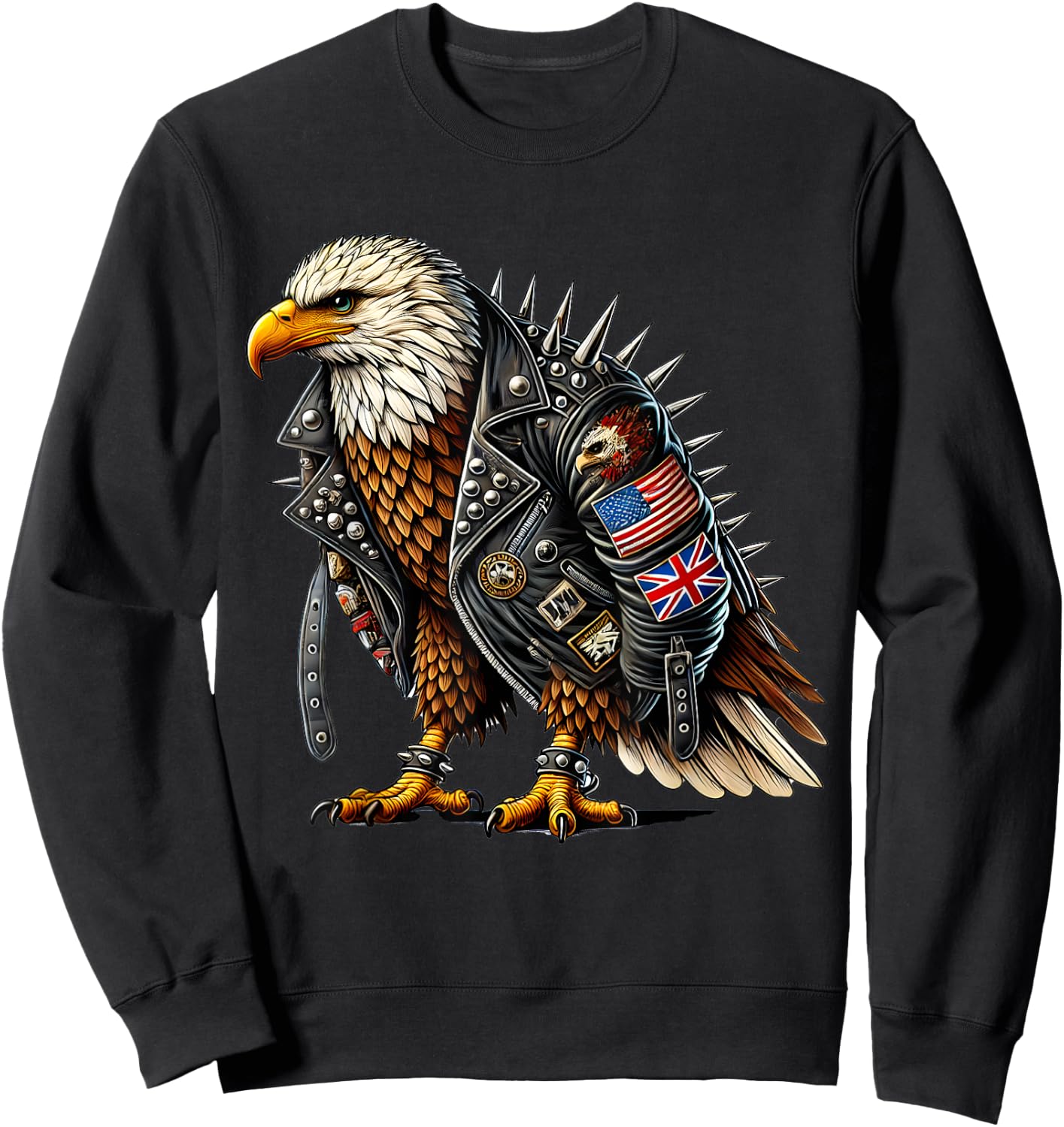 Punk Rock Eagle Sweatshirt - Sweatshirt | Black