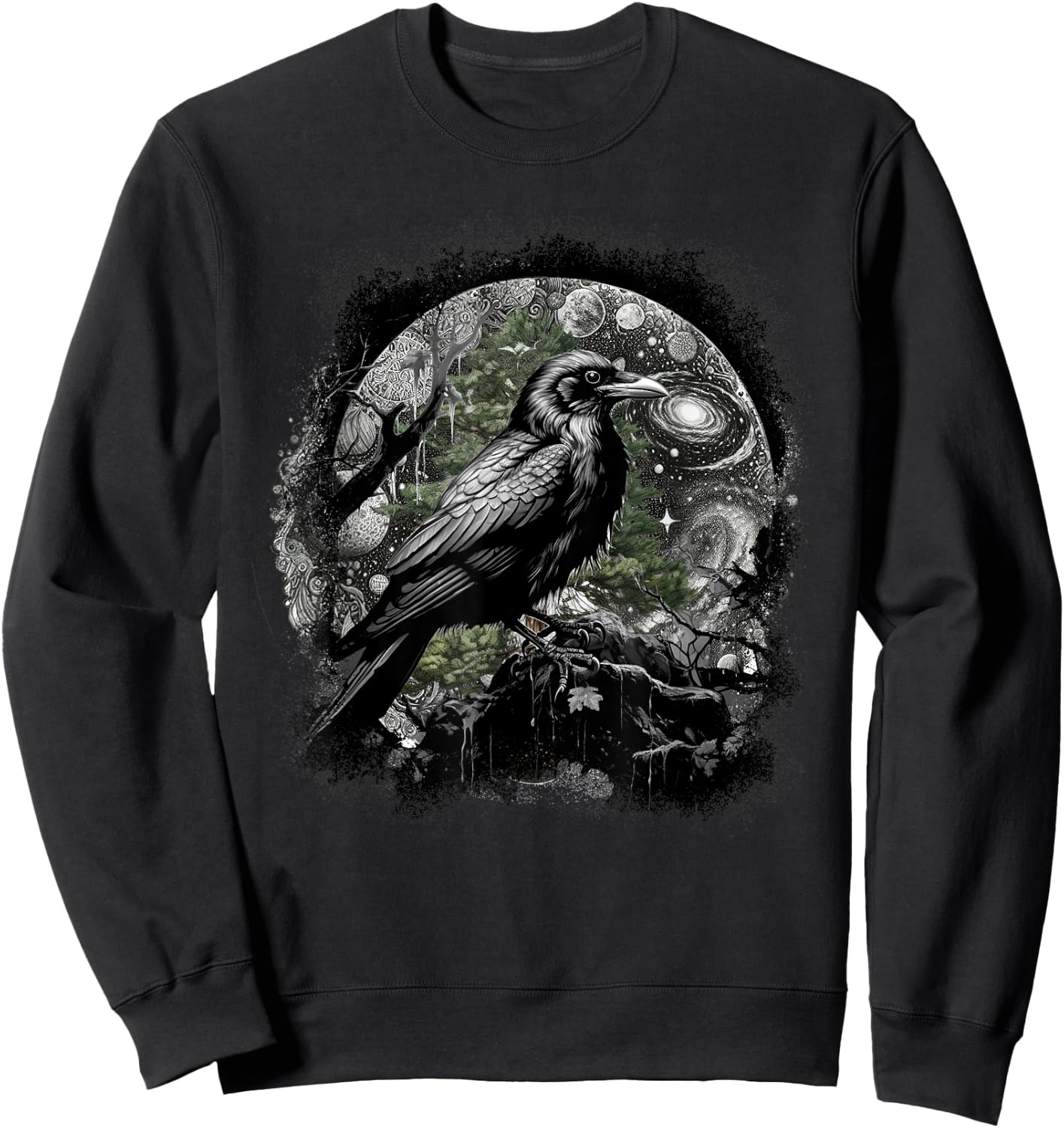 Mystically Occult Raven Birds Ravens Crows Forest Animals Crow Sweatshirt - Sweatshirt | Black