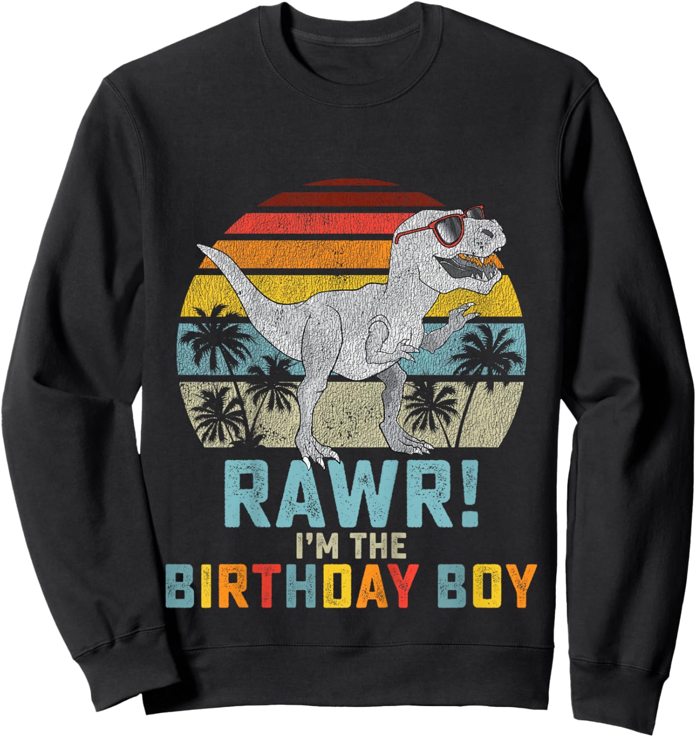 Kids Birthday Boy Dino T Rex Dinosaur Boys Matching Family Sweatshirt - Sweatshirt | Black