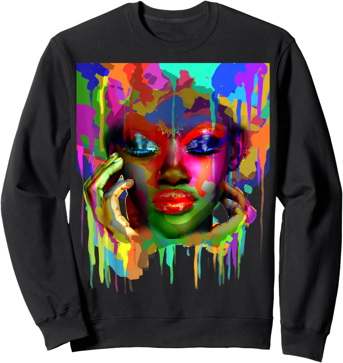 Cool African Woman Afro Color Painted Face Sweatshirt - Sweatshirt | Black