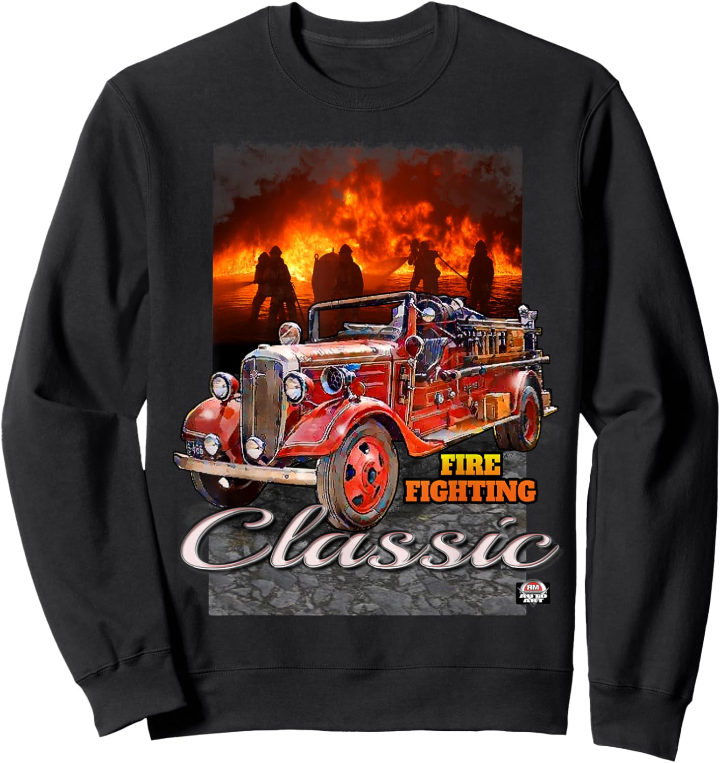 Classic Antique fire truck early first responder Sweatshirt - Sweatshirt | Black