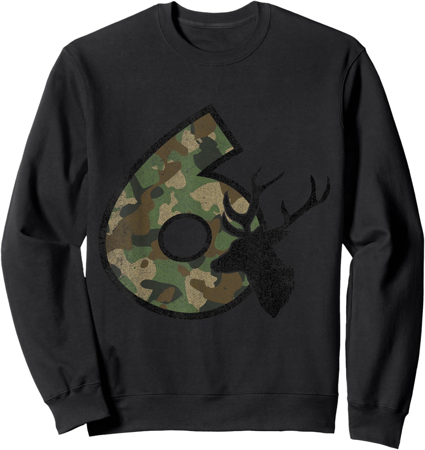 Country Boys Camo 6 Six Sixth Year Old Birthday Deer Hunter Sweatshirt - Sweatshirt | Black