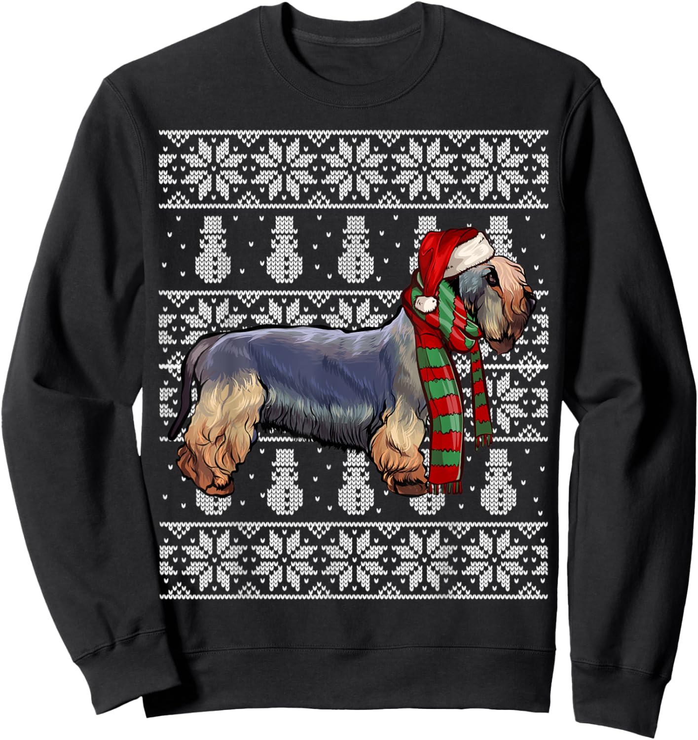 Santa Hat Xmas Cesky Terrier Ugly Christmas Sweatshirt - Sweatshirt | Black