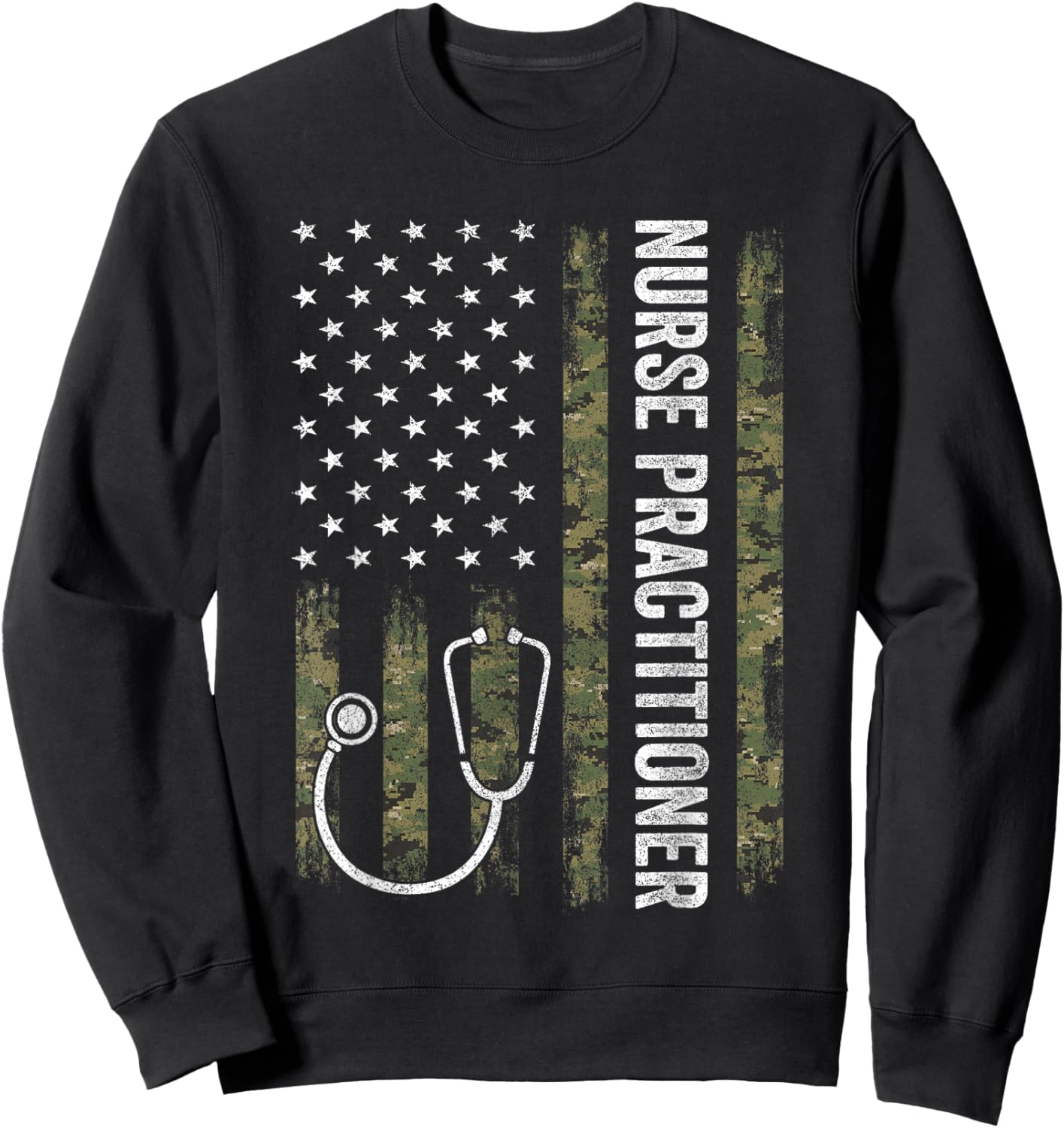 Nursing Shirts Men, Nurse Practitioner USA Flag Sweatshirt - Sweatshirt | Black