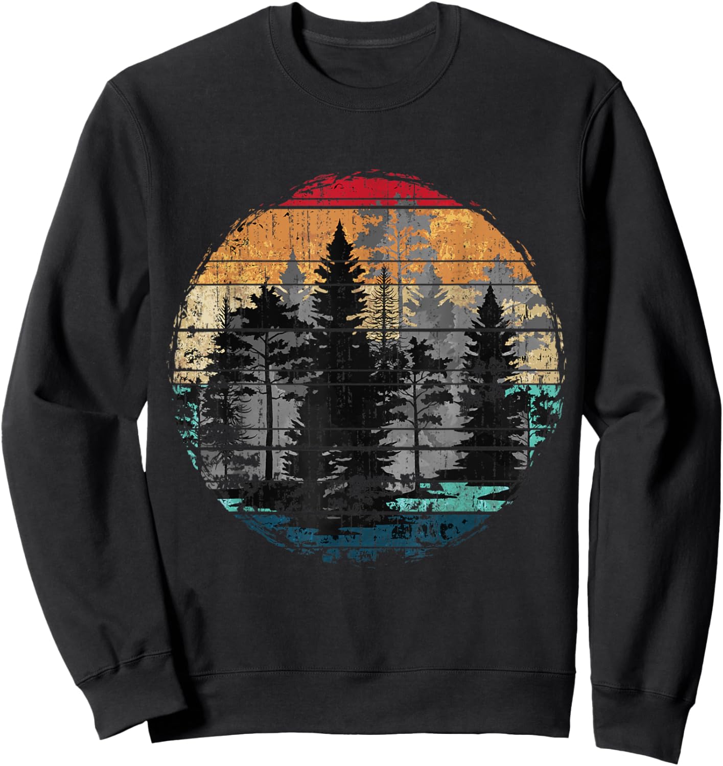 Wildlife Outdoor Forest Trees Retro Nature Sweatshirt - Sweatshirt | Black