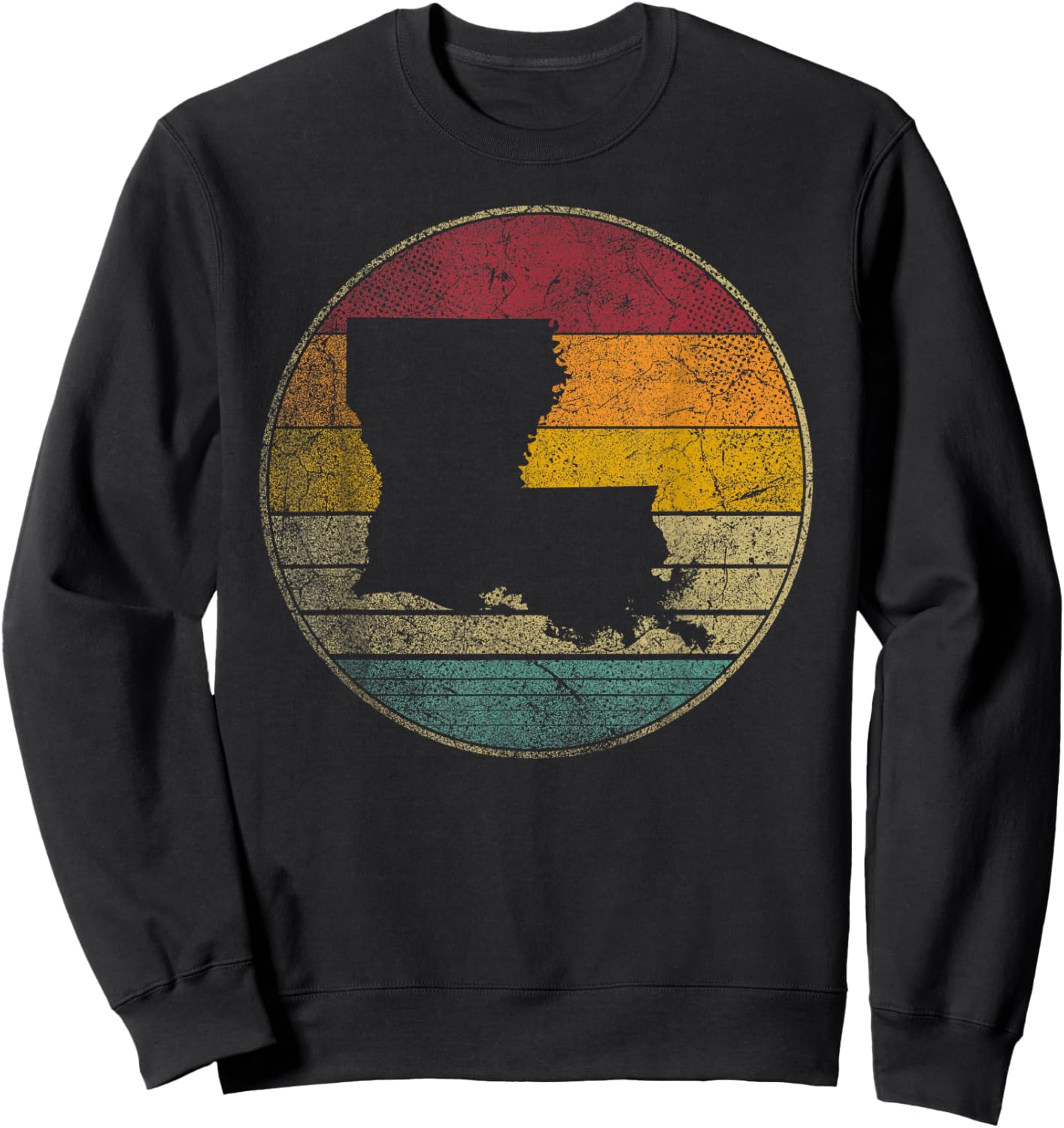 Louisiana Retro Style Vintage Distressed 70s 80s 90s Gift Sweatshirt - Sweatshirt | Black