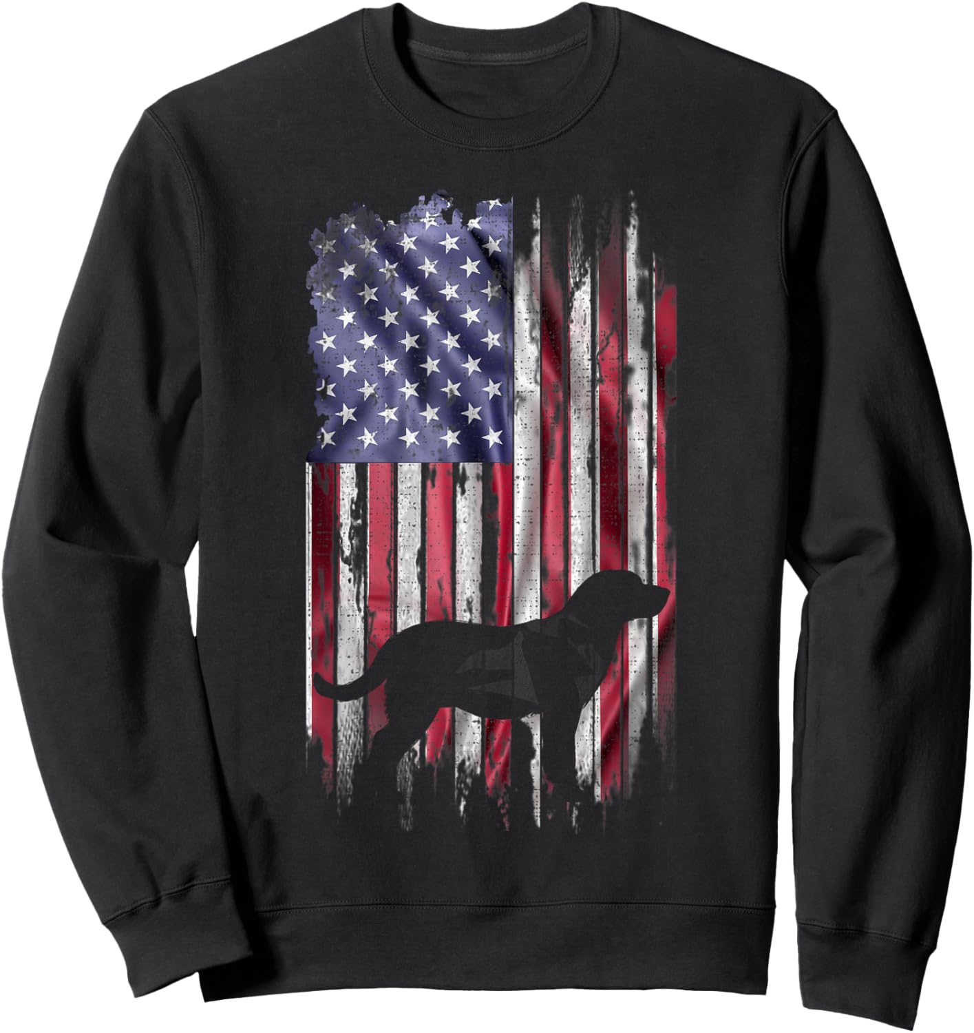 Vintage USA Flag Love Labrador Retriever Dog Lab Silhouette Sweatshirt - Sweatshirt | Black