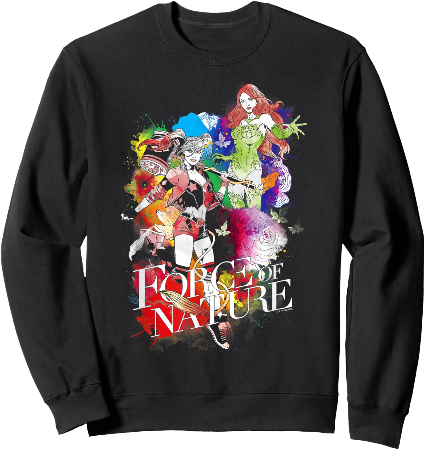 DC Comics Harley Quinn And Poison Ivy Rainbow Pride Poster Sweatshirt - Sweatshirt | Black