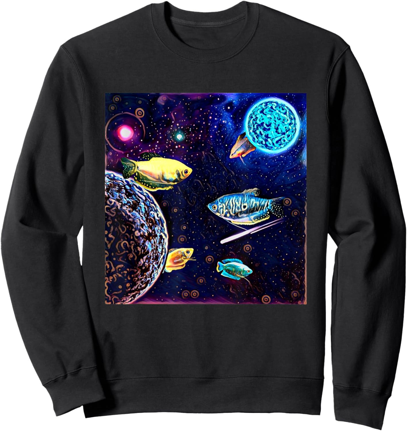 Gouramis Galaxy Planets Aquarium Fish Tank Keepers Sweatshirt - Sweatshirt | Black