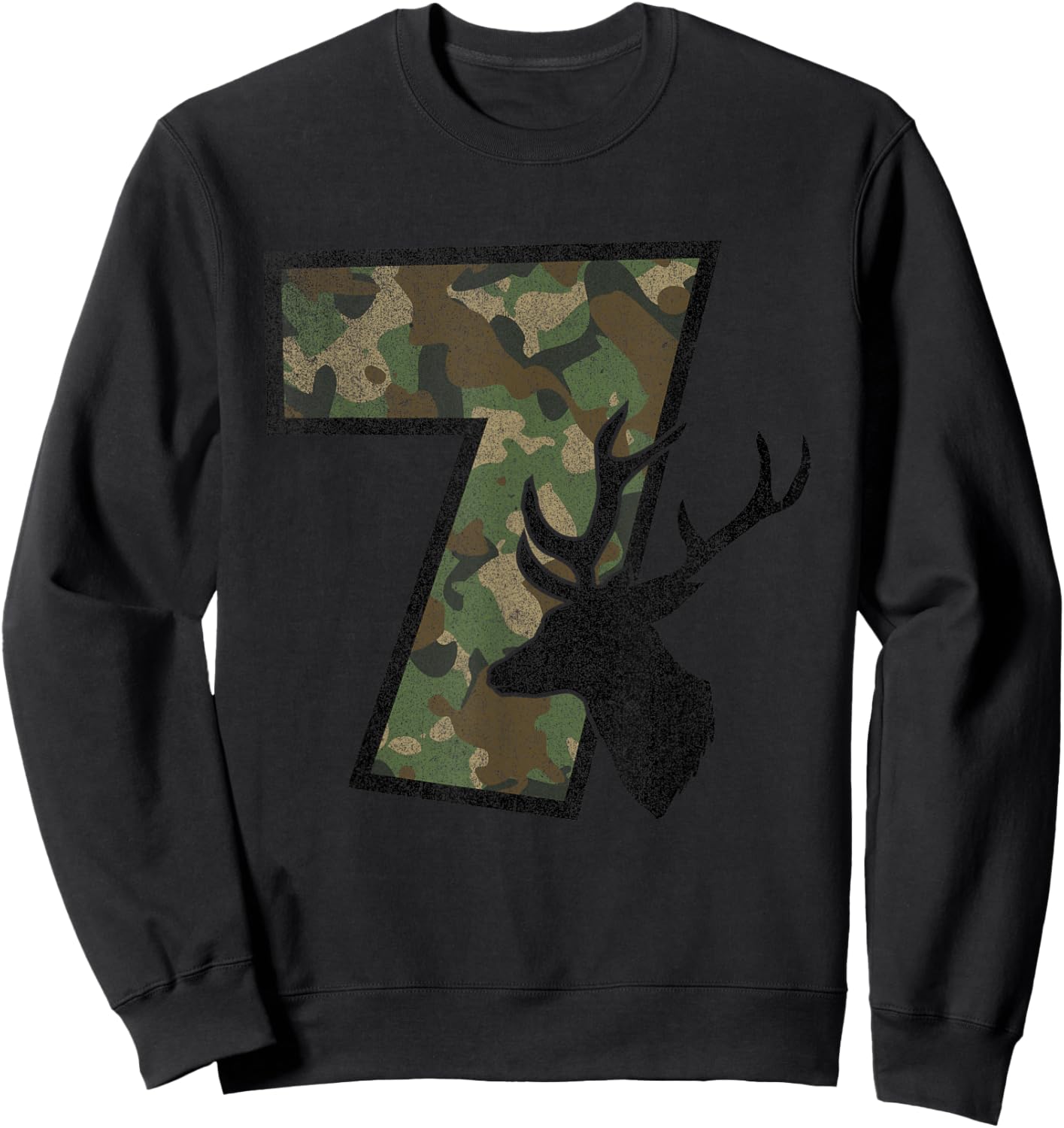 Country Boys Camo 7 Seven Year Old Birthday Deer Hunter Sweatshirt - Sweatshirt | Black