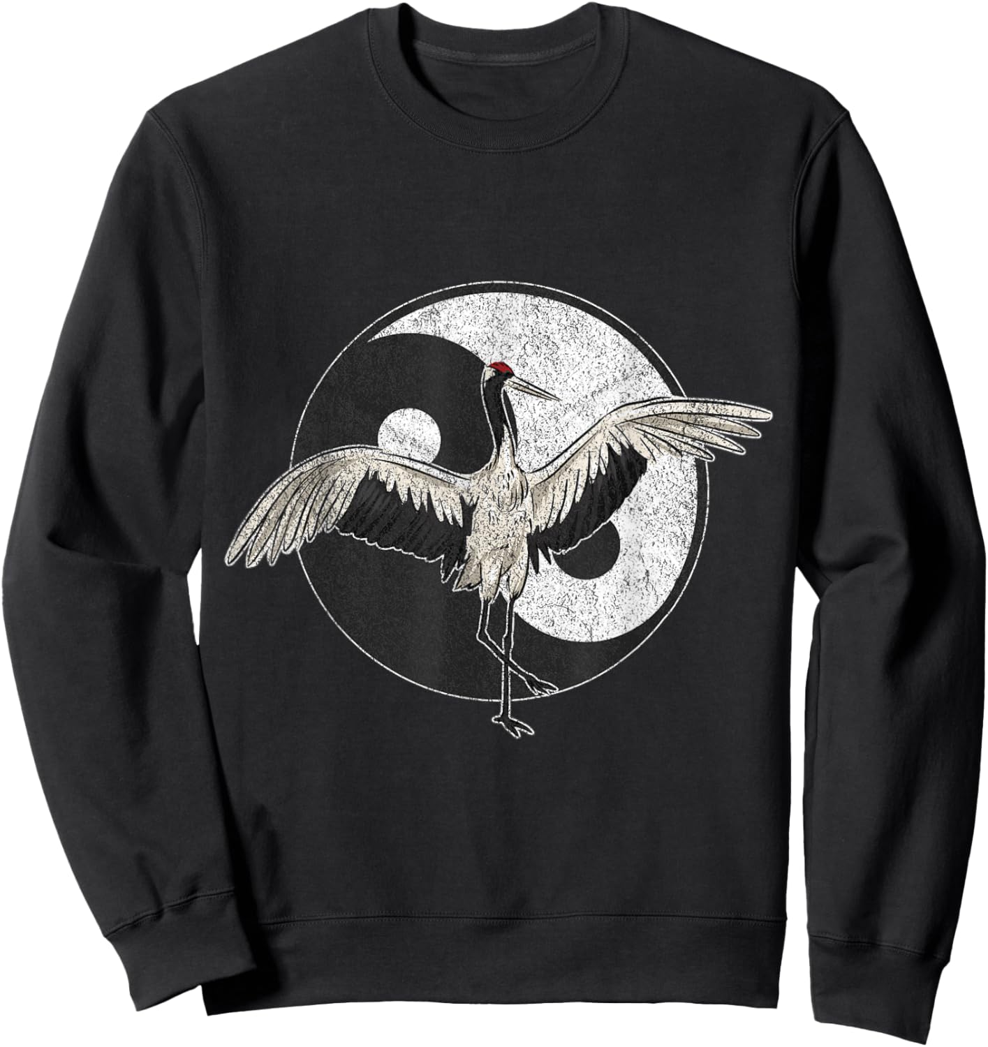 Tai Chi Chuan Taiji Chinese Martial Arts Gift Retro Vintage - -Adults - Black - Small - Short Sleeve - Classic Fit - Cotton 100% - Tai Chi Crane Design Sweatshirt - Sweatshirt | Black