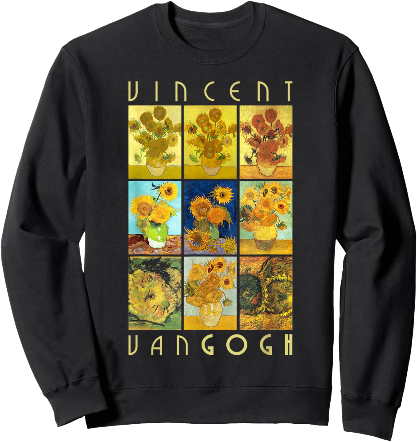 Van Gogh Sunflowers Shirt | Yellow Flowers Art Collection Sweatshirt - Sweatshirt | Black