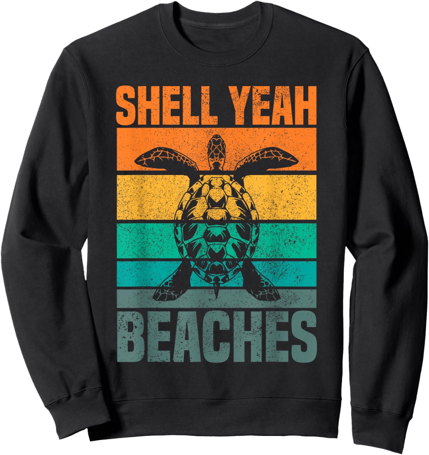 Vintage Shell Yeah Tortoise Lover Gift Marine Animal Turtle Sweatshirt - Sweatshirt | Black