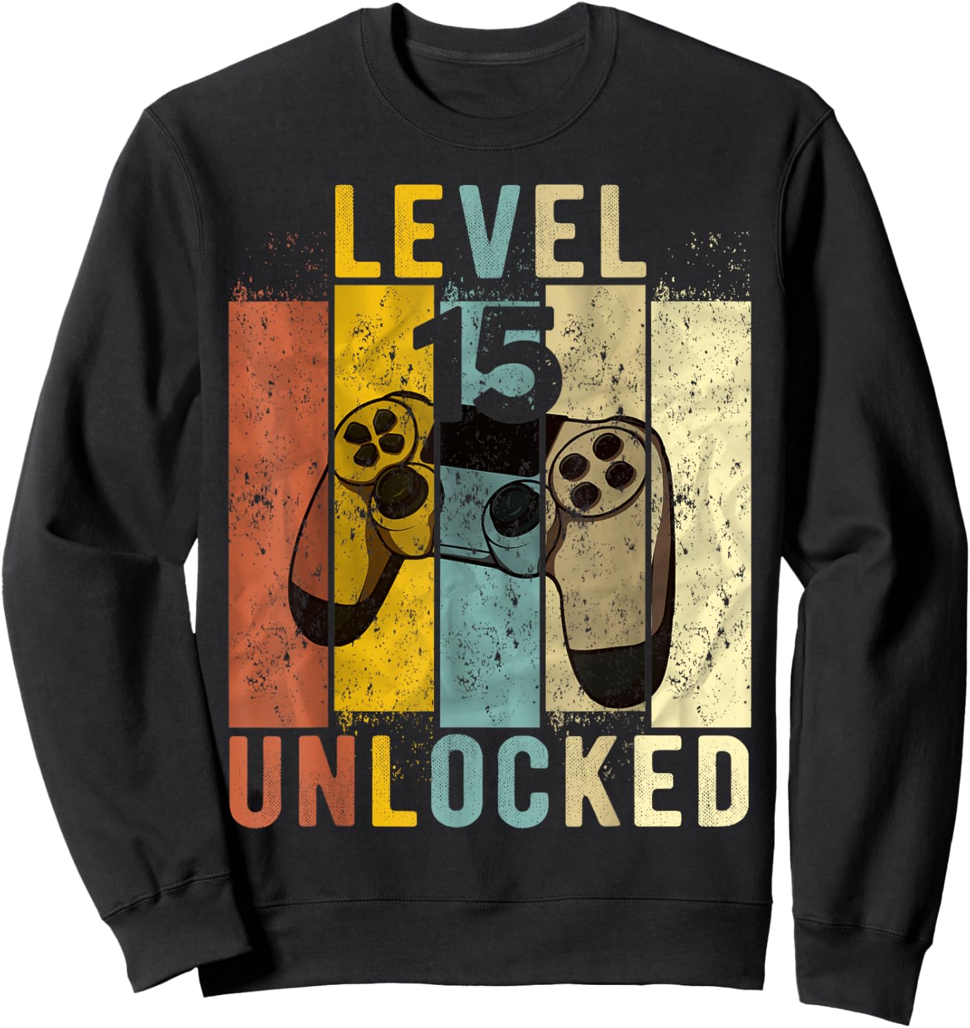 15th Birthday Level 15 Unlocked Video Gamer Sweatshirt - Sweatshirt | Black