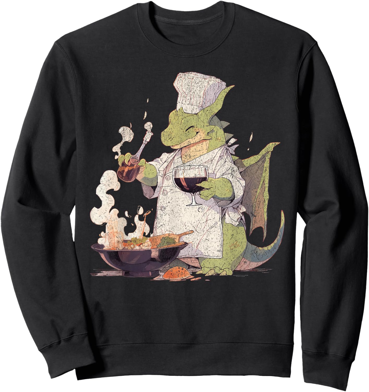 Dragon Chef Cute Cooking Baking Baker Fantasy Lover Book Sweatshirt - Sweatshirt | Black