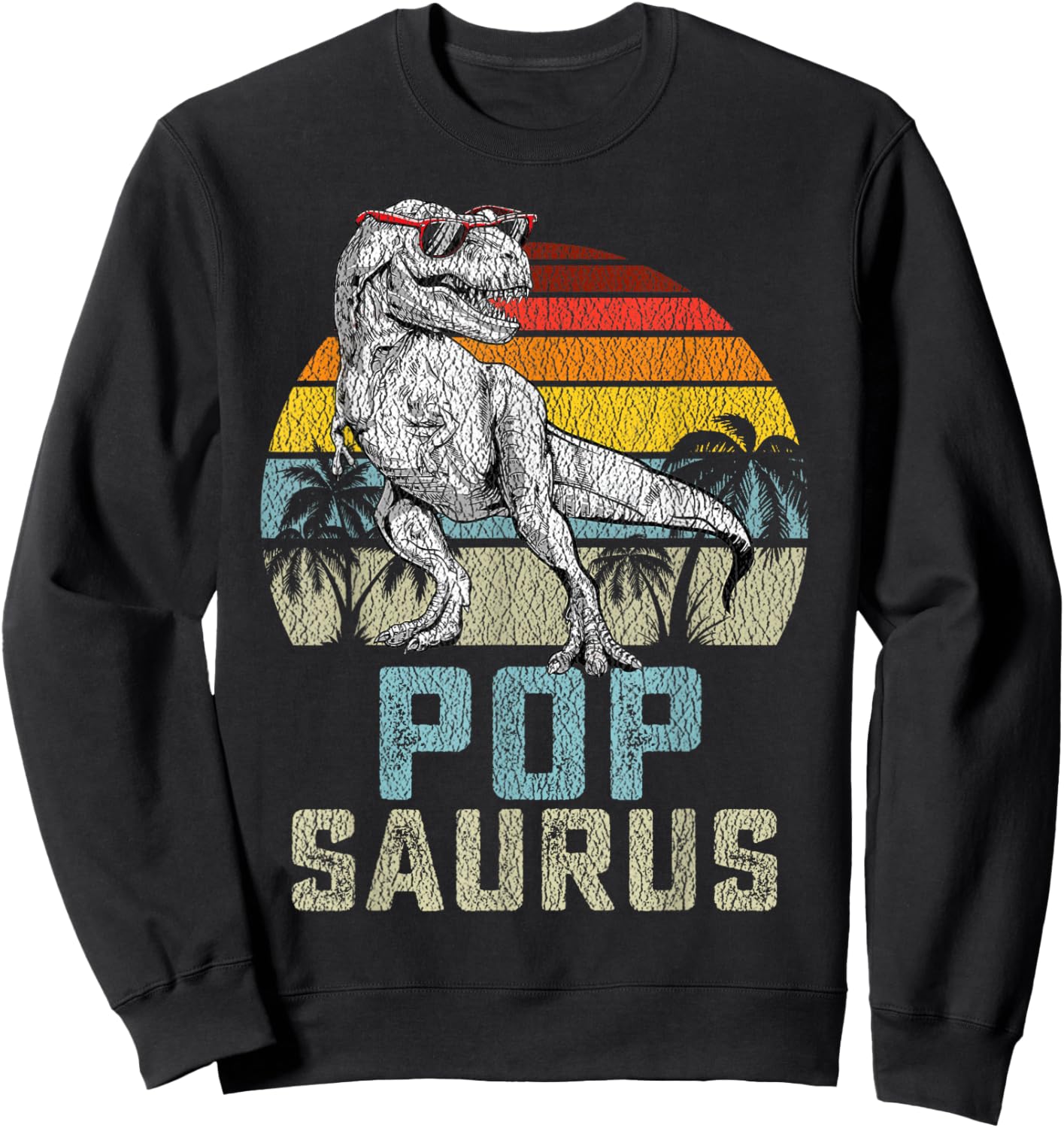 Popsaurus T Rex Dinosaur Pop Saurus Family Matching Sweatshirt - Sweatshirt | Black