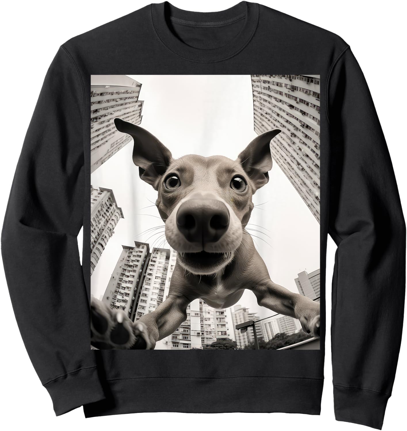 Funny dog selfie pic Sweatshirt - Sweatshirt | Black