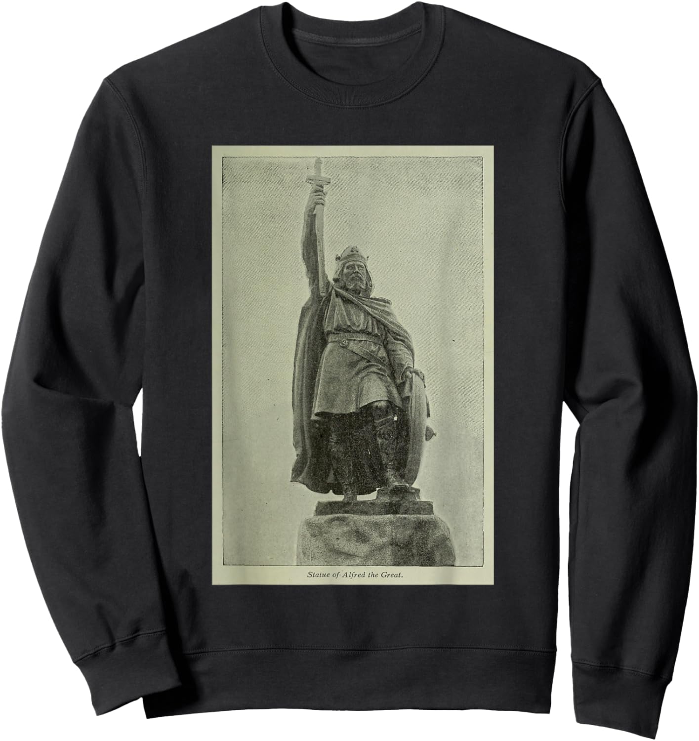 Vintage Alfred The Great Statue Illustration (1915) Sweatshirt - Sweatshirt | Black