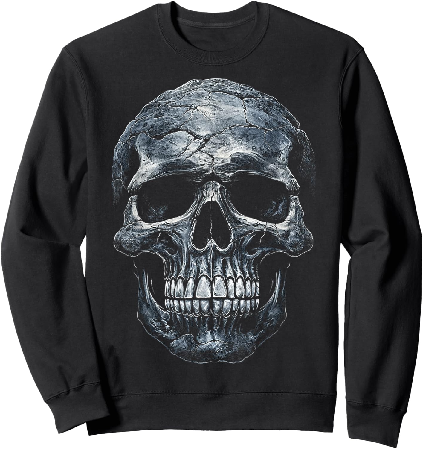 Skull Motif Artwork Art Skull Sweatshirt - Sweatshirt | Black