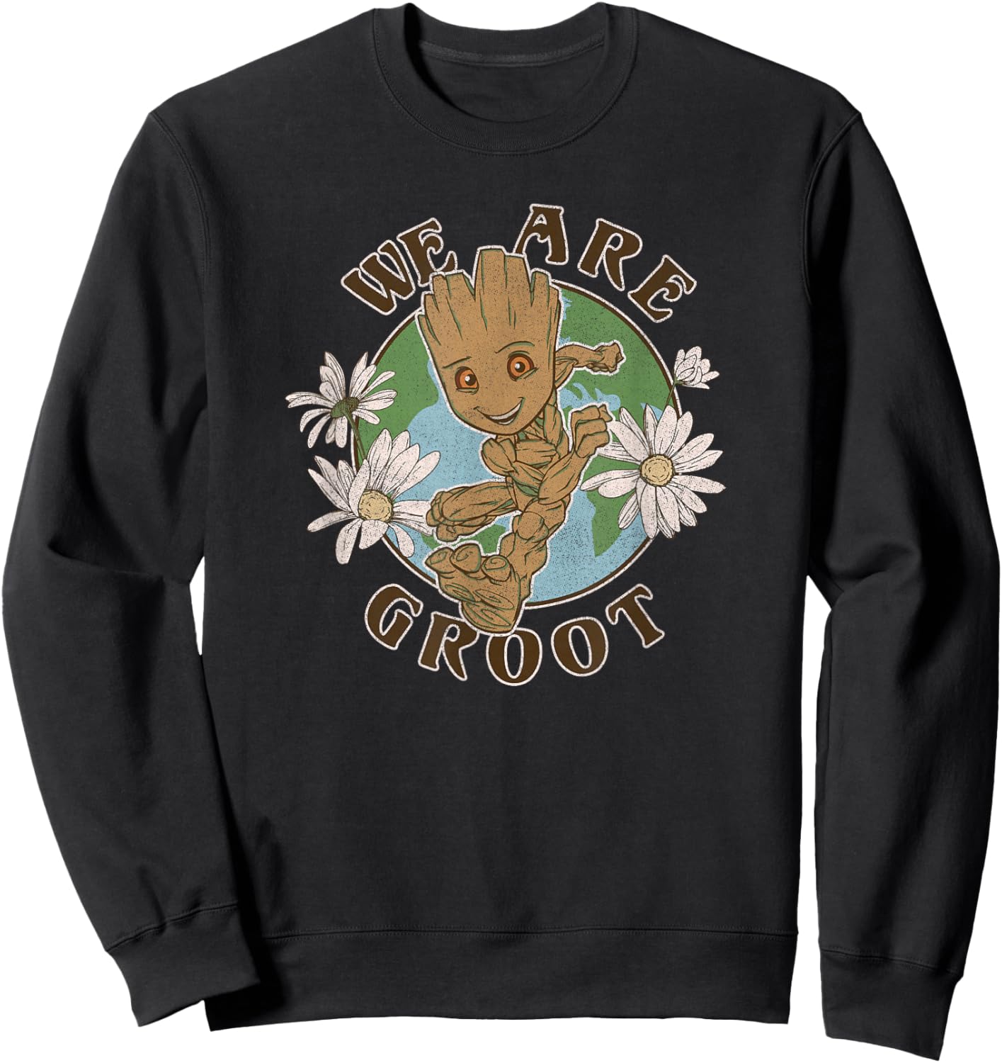 Marvel Guardians of The Galaxy We are Groot Floral Run Small Sweatshirt - Sweatshirt | Black
