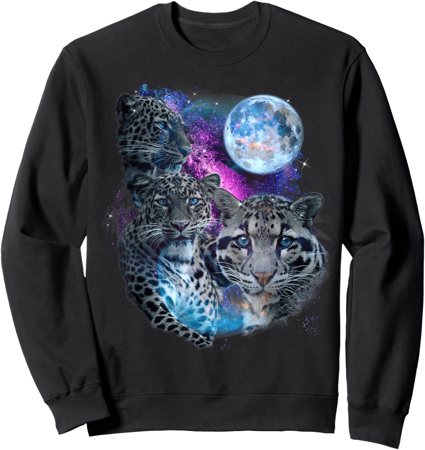 3 Moon Clouded Leopard Genus Panther Felidae Cat Novelty Women Kids Sweatshirt - Sweatshirt | Black