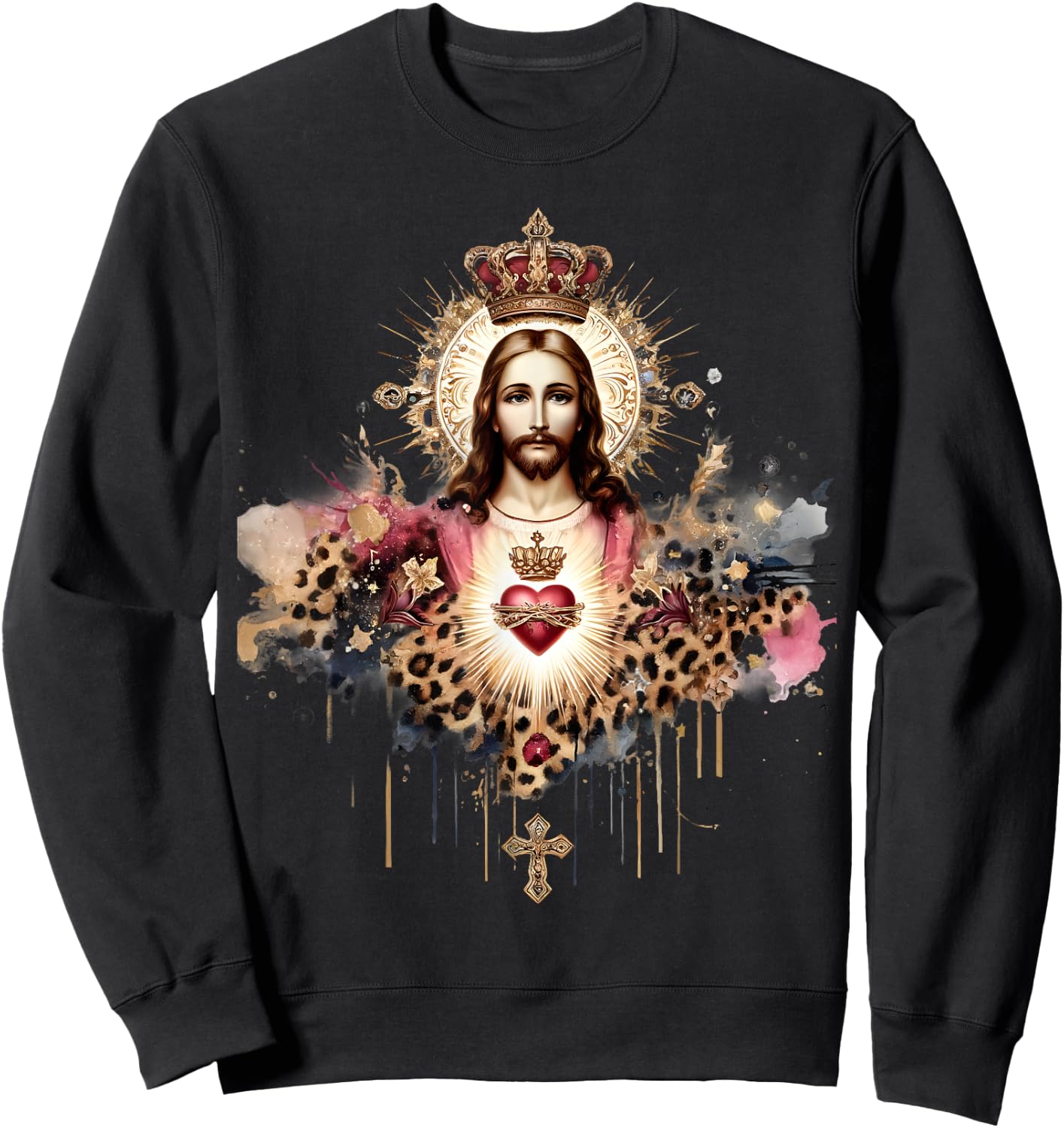 Sacred Heart of Jesus Catholic Devotion Faith Sweatshirt - Sweatshirt | Black