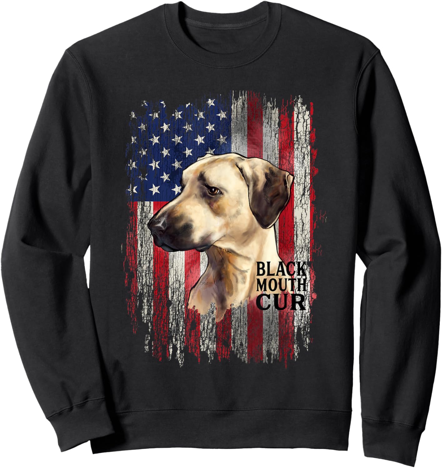 Black Mouth Cur Dog Owner, Yellow Cur Pet Dog Lover USA Flag Women Kids Men Sweatshirt - Sweatshirt | Black