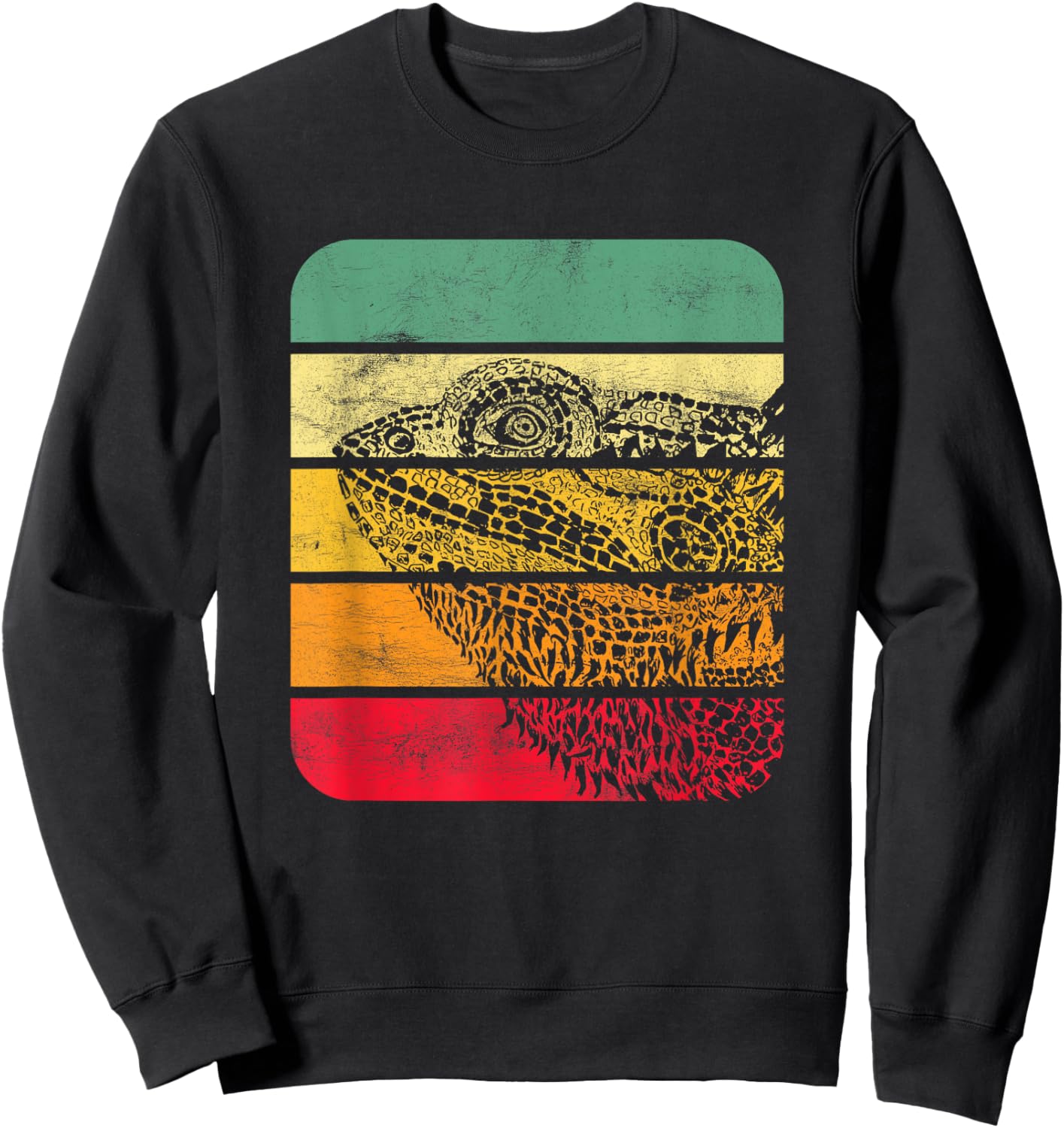 Bearded Dragon Vintage Sunset Retro Style Pet Eidec Sweatshirt - Sweatshirt | Black