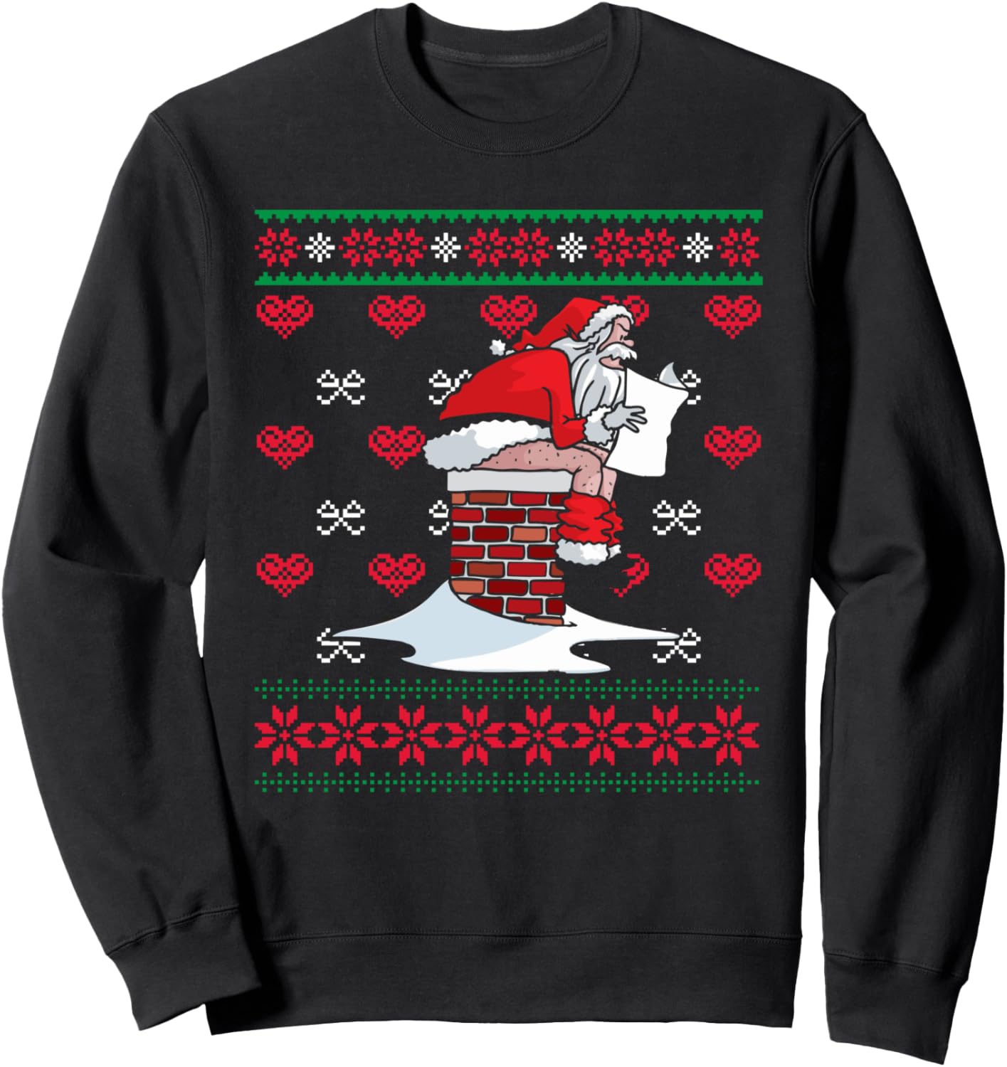 Santa Pooping Down Chimney Ugly Xmas Sweater Christmas Sweatshirt - Sweatshirt | Black