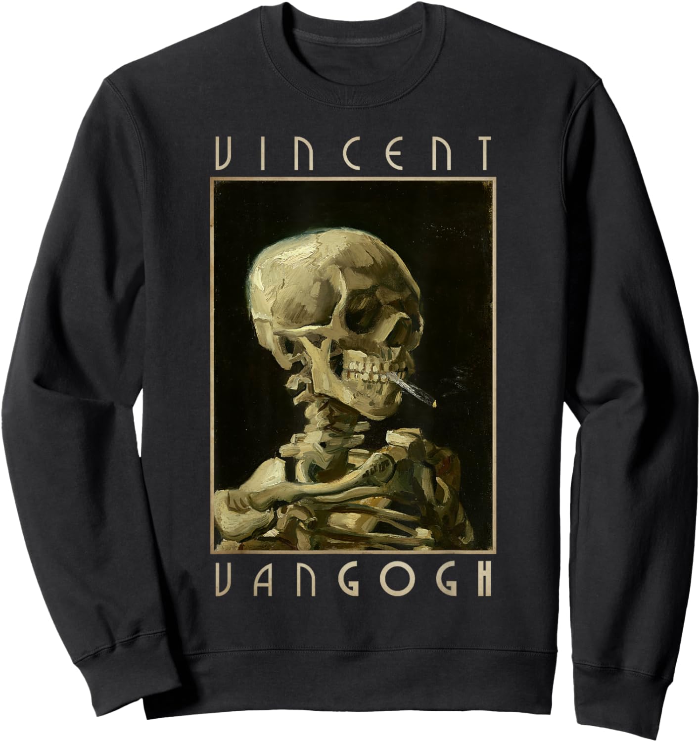 Vincent Van Gogh Shirt Smoking Skeleton Art Sweatshirt - Sweatshirt | Black