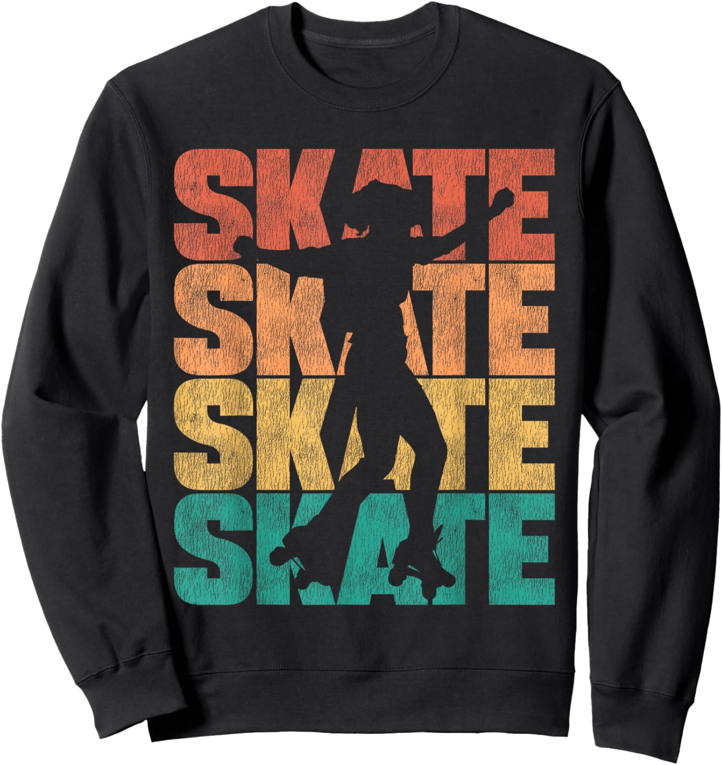 Cool Roller Skating Skate Girl 1970S Retro Vintage Sweatshirt - Sweatshirt | Black