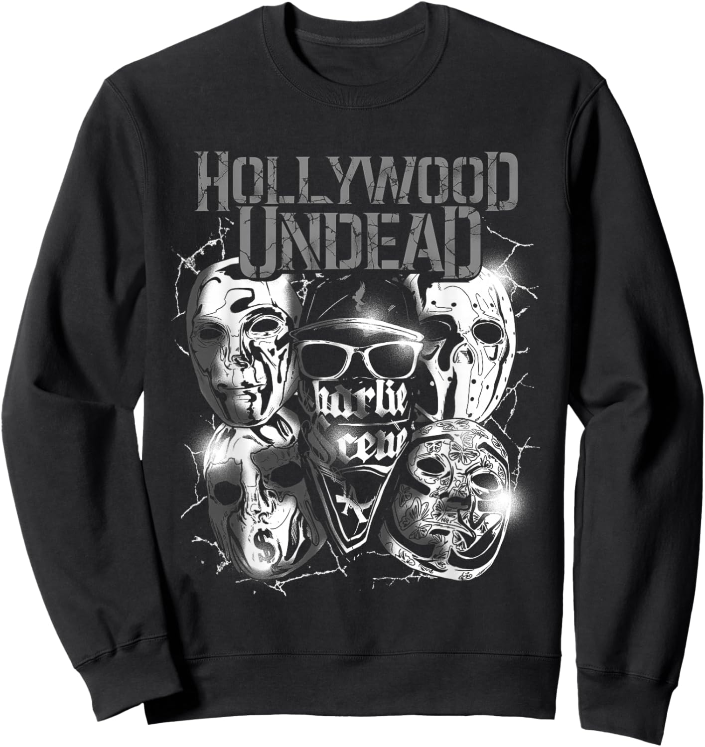 Hollywood Undead - Official Merchandise - Metal Masks Small Sweatshirt - Sweatshirt | Black