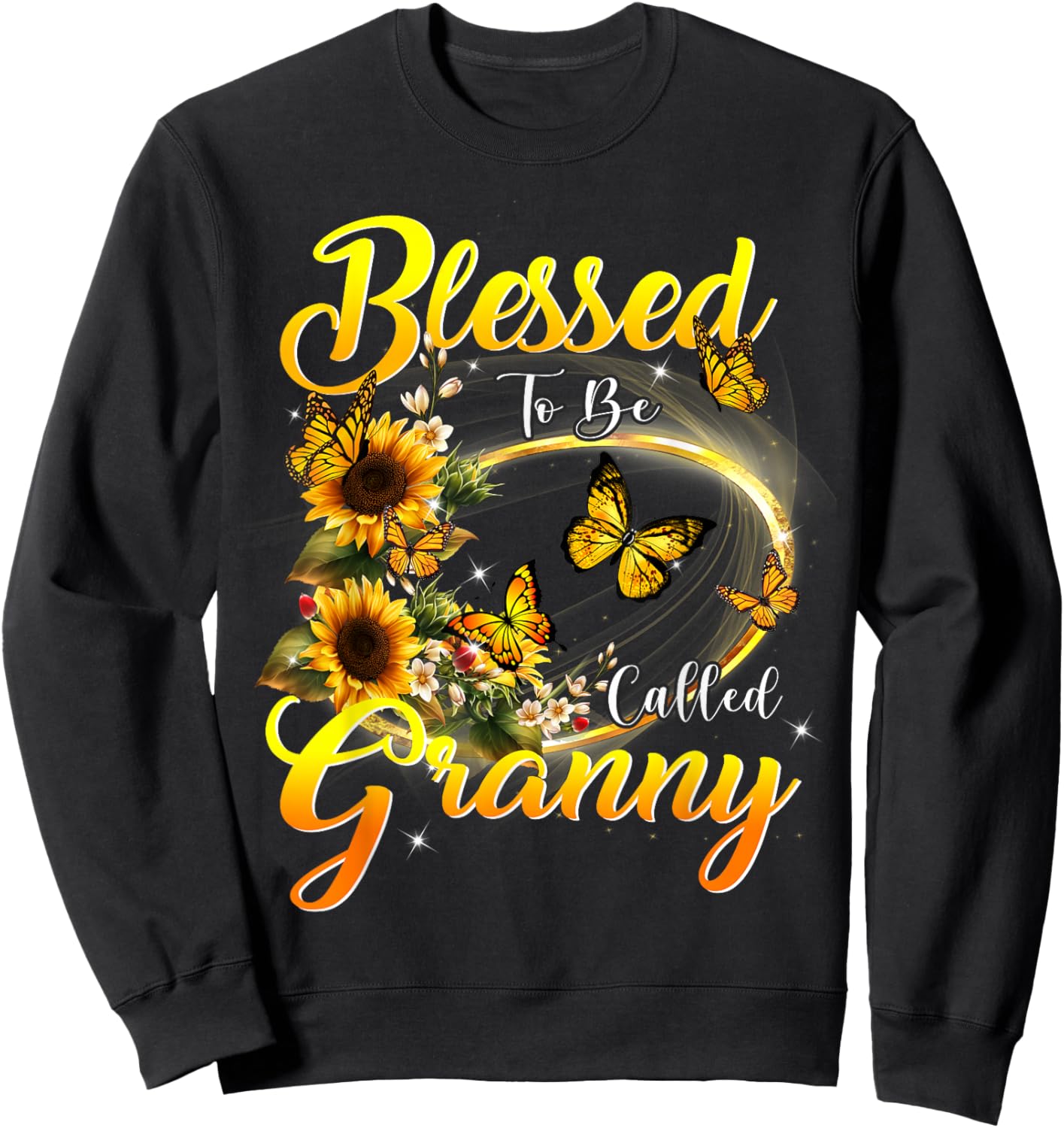 Blessed to be called Granny Shirt Sunflower Lovers Grandma Sweatshirt - Sweatshirt | Black