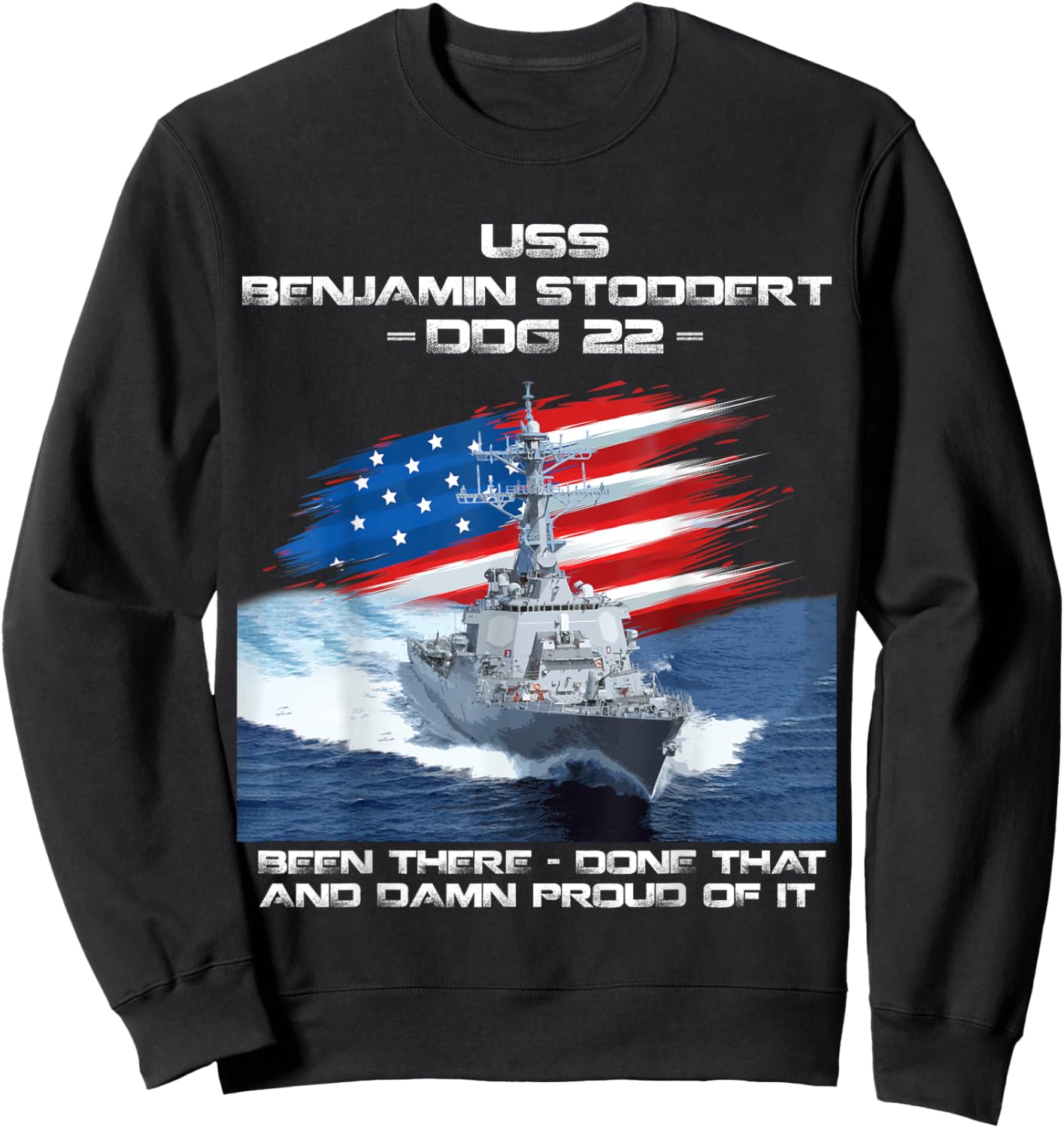 USS Benjamin Stoddert DDG-22 Destroyer Ship Veteran Xmas Sweatshirt - Sweatshirt | Black