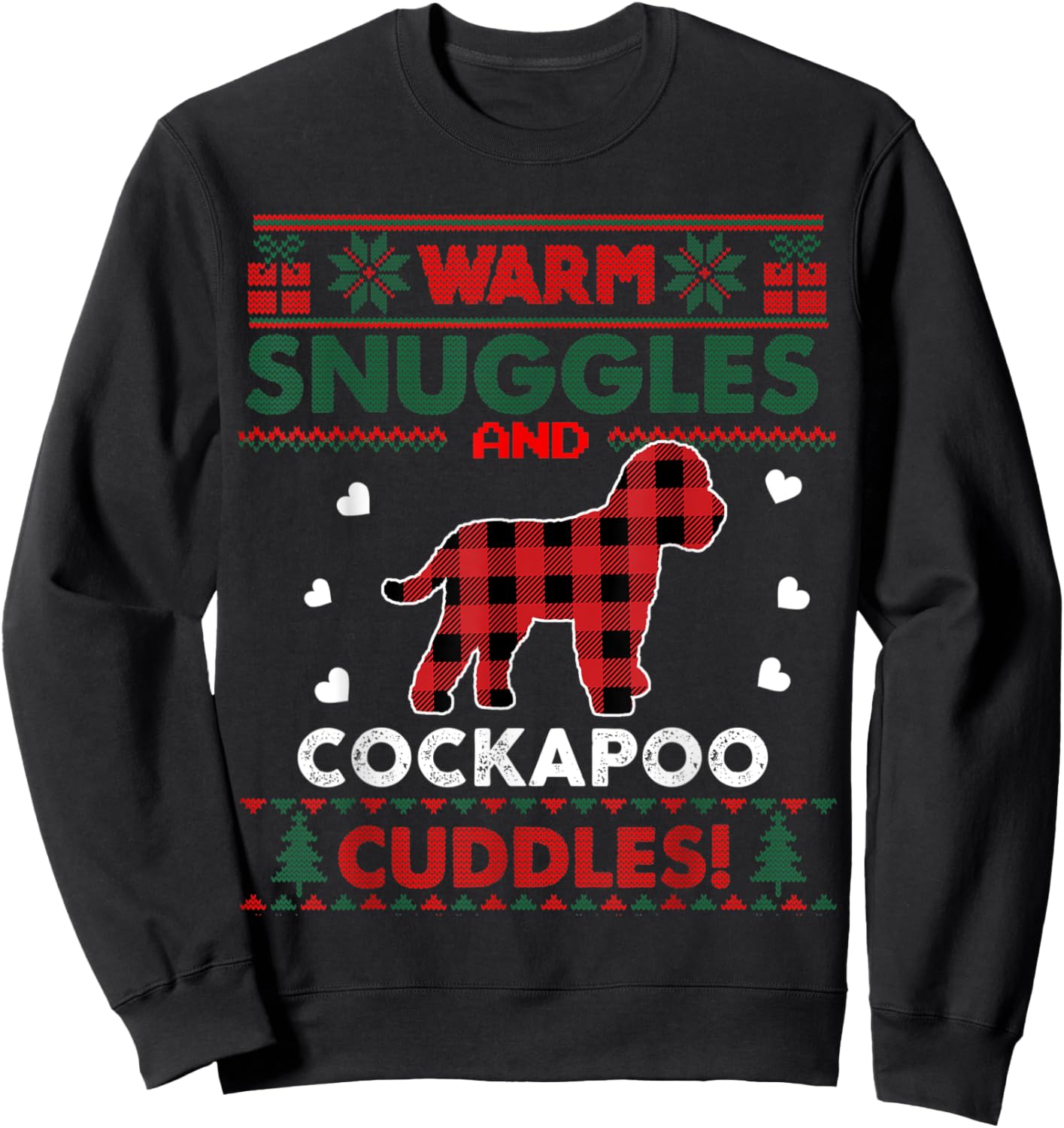 Cockapoo Dog Christmas Pajama Dog Pet Ugly Christmas Sweater Men Women Kids Sweatshirt - Sweatshirt | Black