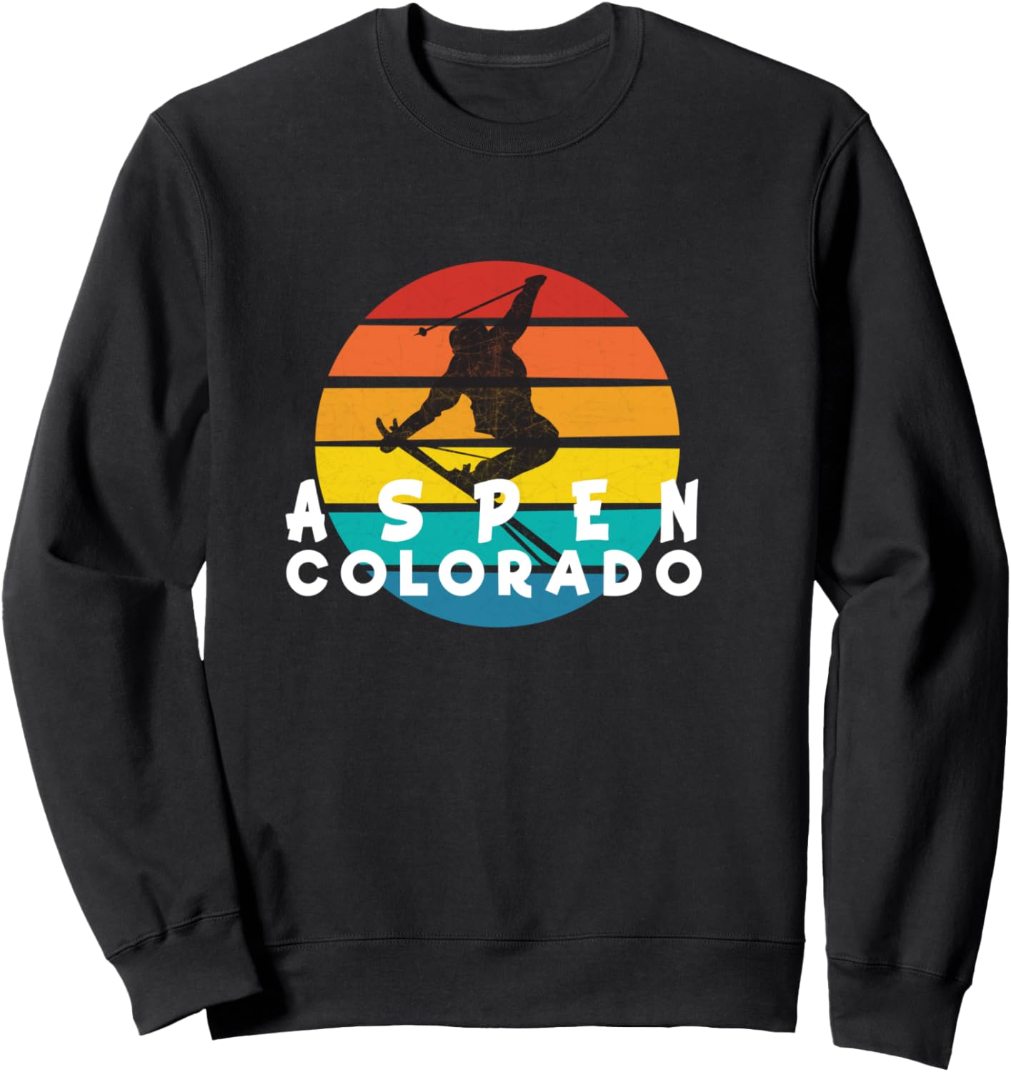Ski Aspen 70s 80s Throwback Aspen Ski Colorado Sweatshirt - Sweatshirt | Black