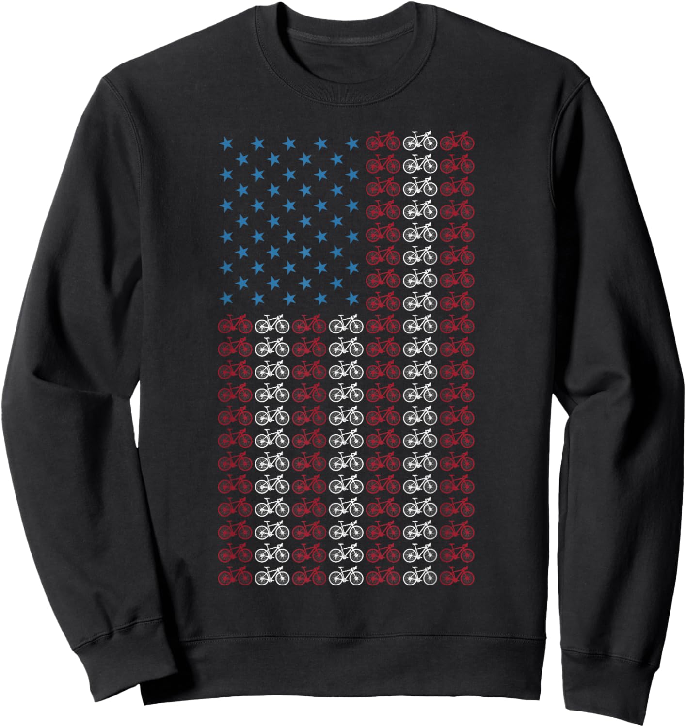Bicycle American Flag 4th of July Cycling Cyclist Men Women Sweatshirt - Sweatshirt | Black