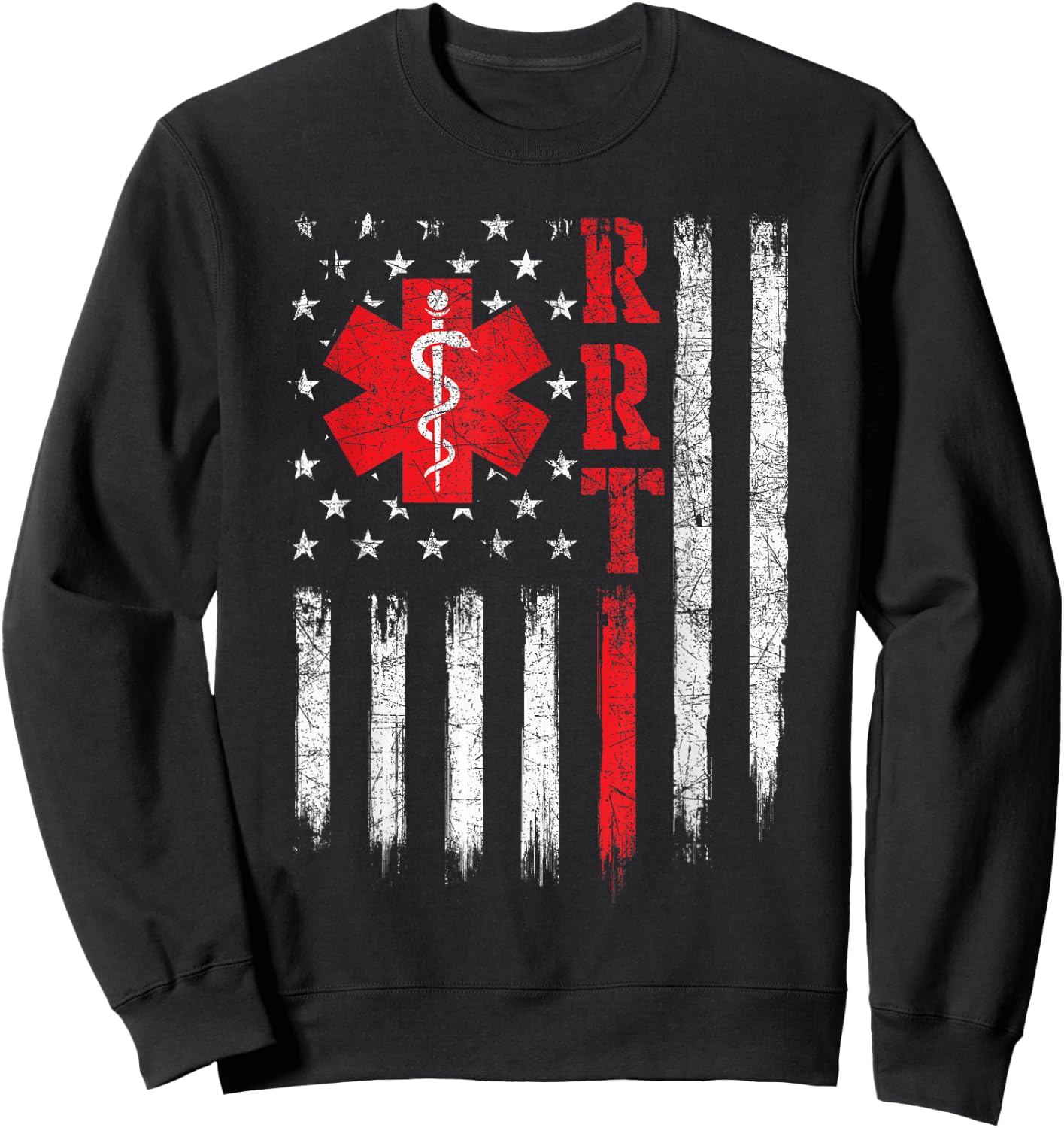 USA American Flag Respiratory Therapist Therapy Sweatshirt - Sweatshirt | Black